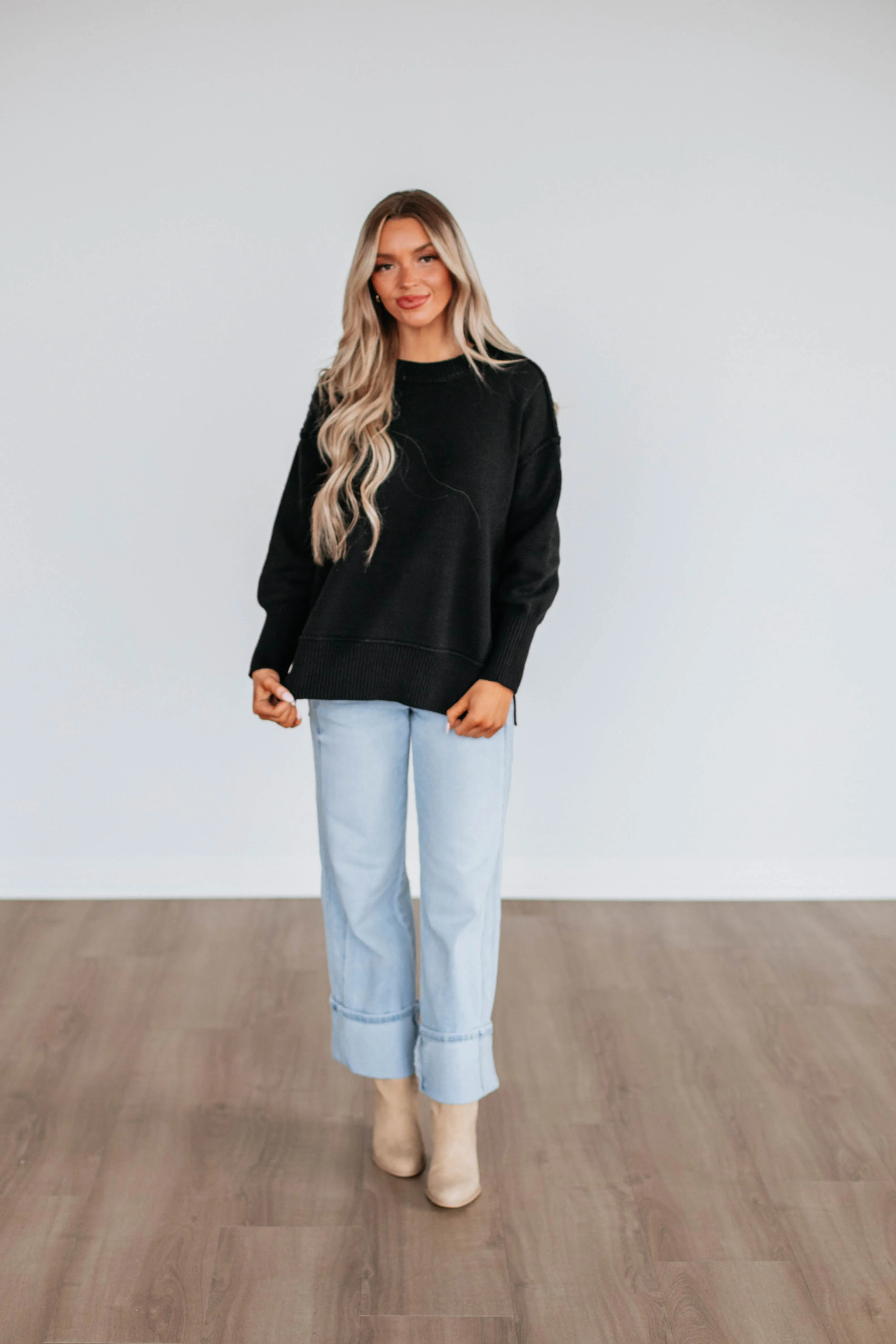 Odelia Oversized Sweater - Black,Women Sweater