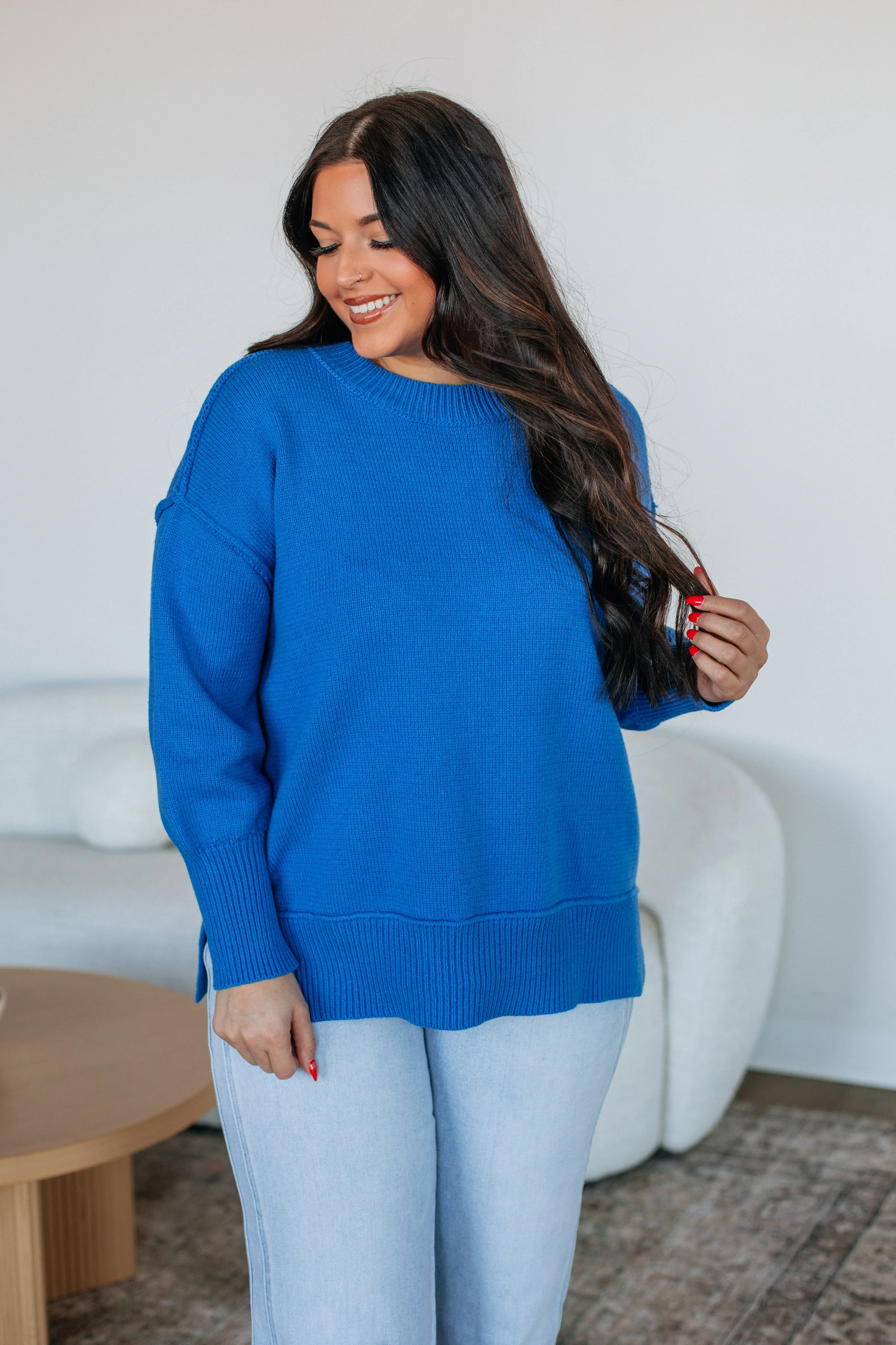 Odelia Oversized Sweater - Royal Blue,Women Sweater
