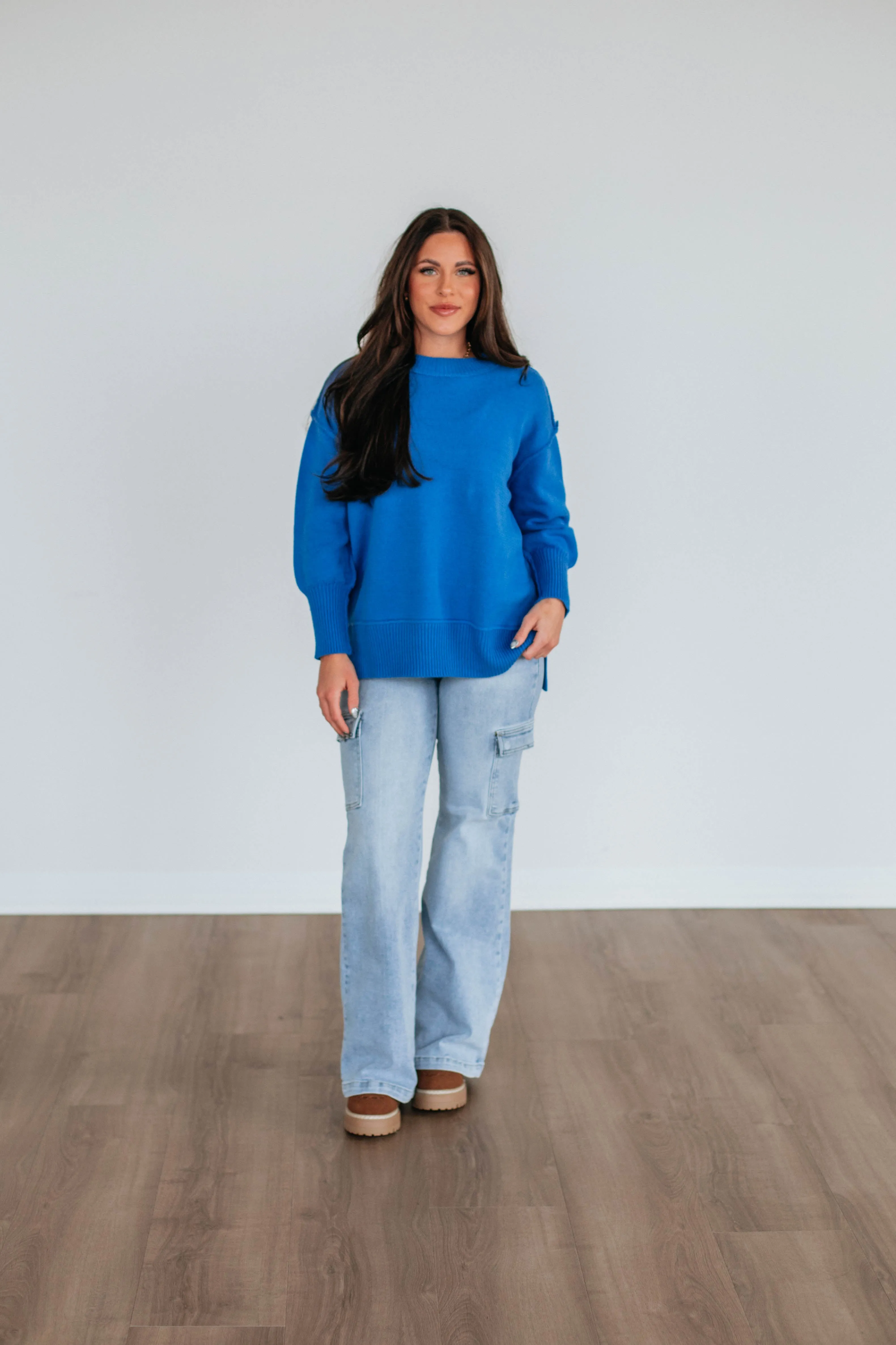Odelia Oversized Sweater - Royal Blue,Women Sweater
