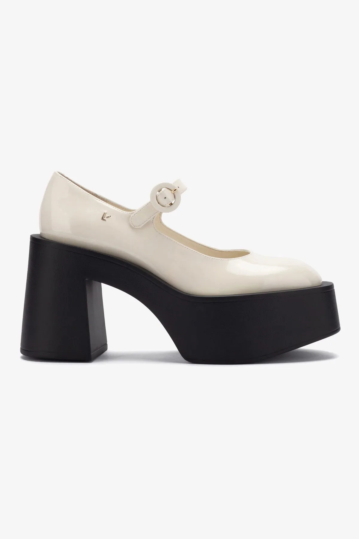 Olivia Platform Pump In Ivory Patent Leather,Women Heel