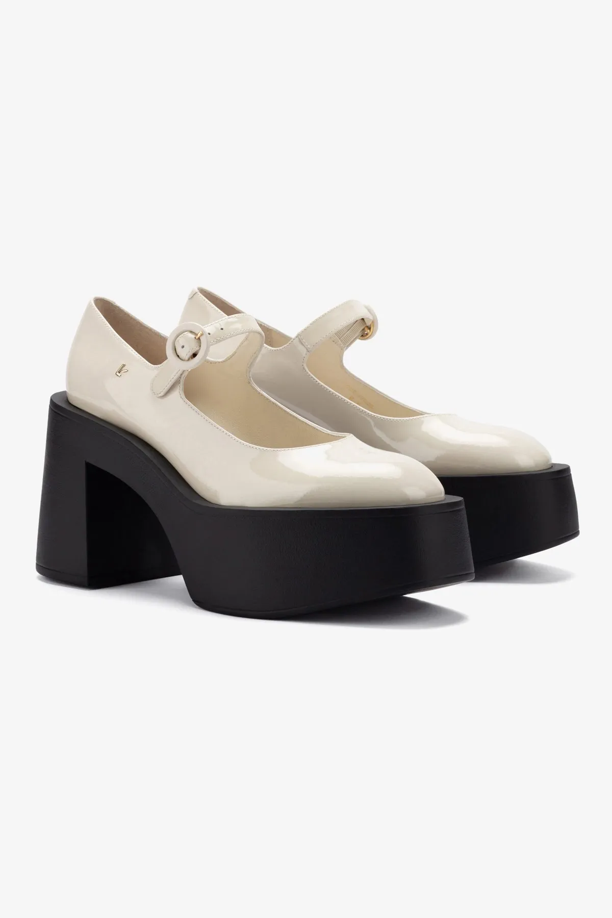 Olivia Platform Pump In Ivory Patent Leather,Women Heel
