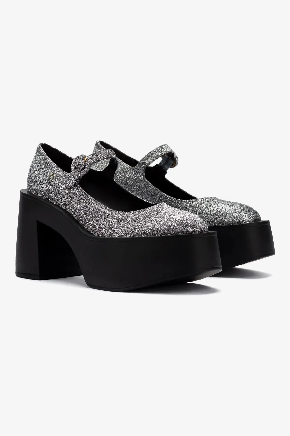 Olivia Platform Pump In Silver Lurex,Women Heel