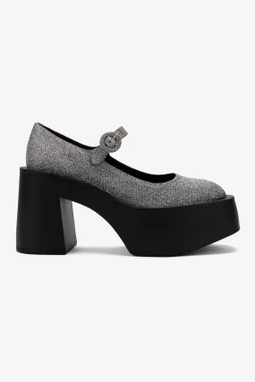 Olivia Platform Pump In Silver Lurex,Women Heel