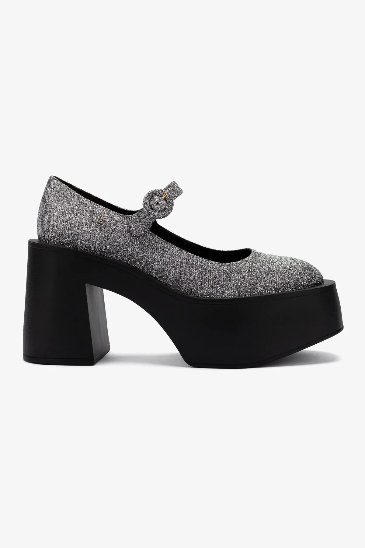 Olivia Platform Pump In Silver Lurex,Women Heel
