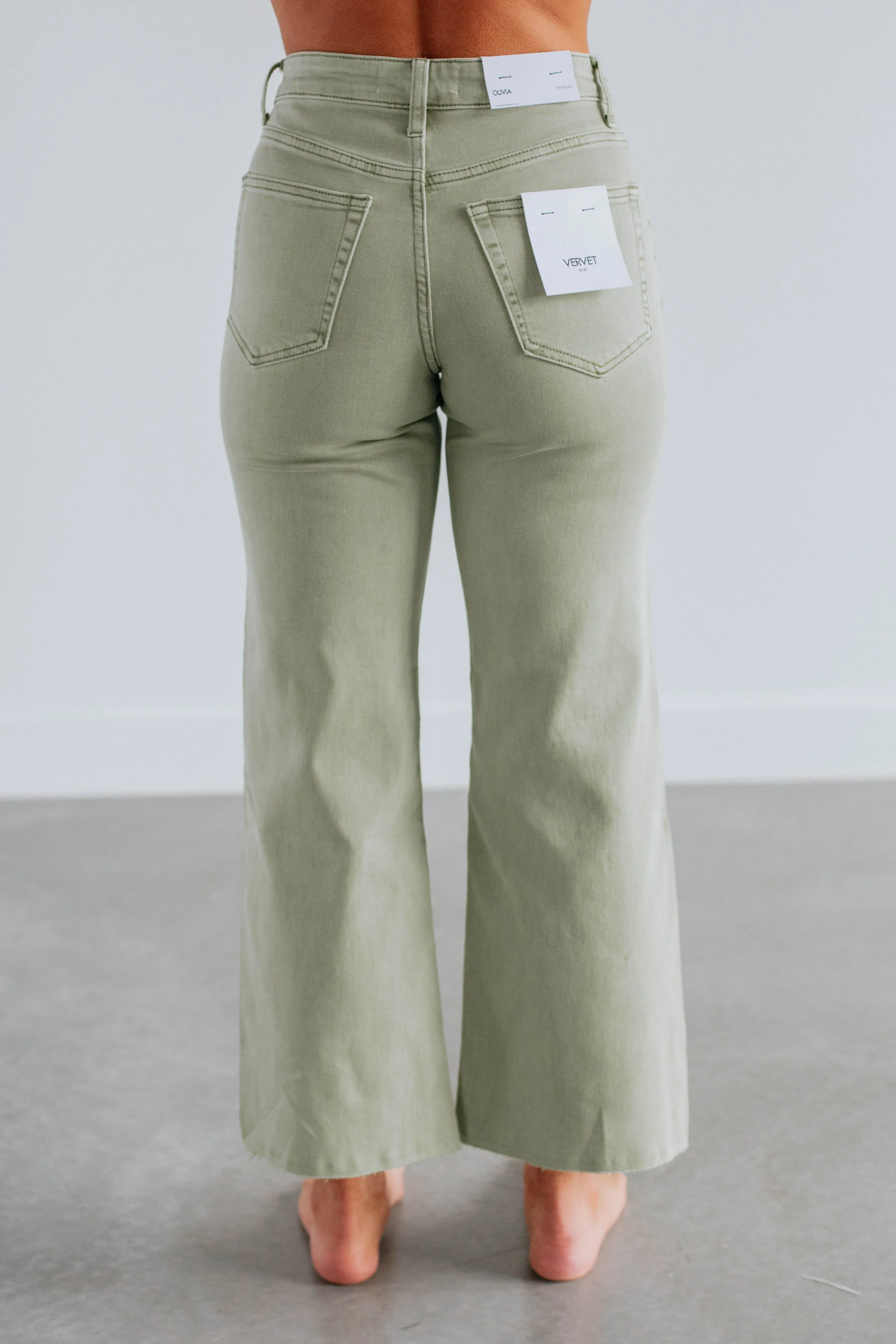 Olivia Vervet Jeans - Light Olive,Jeans Women