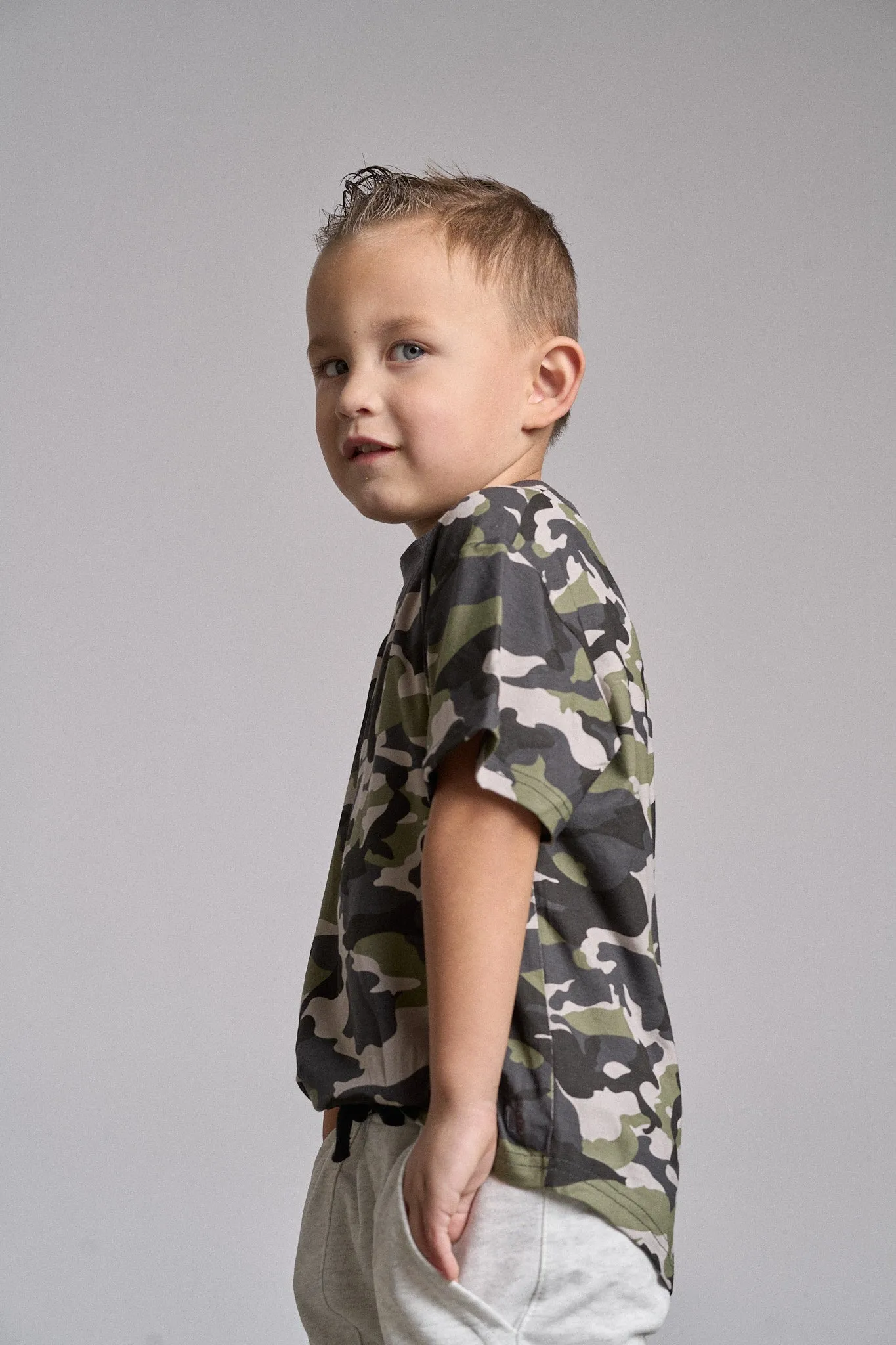 Oversized Bamboo Tee - Army Camo,Kids
