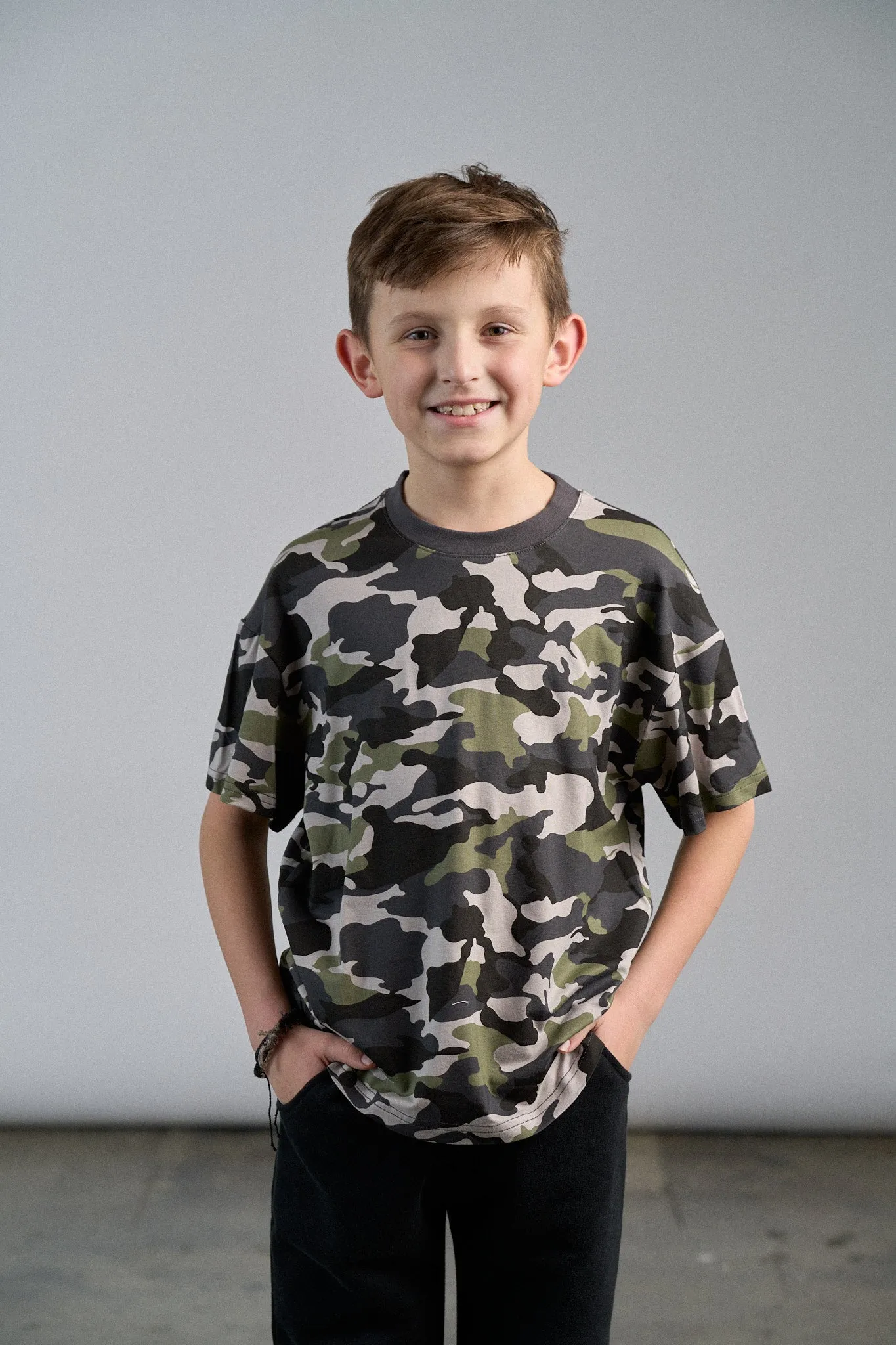 Oversized Bamboo Tee - Army Camo,Kids