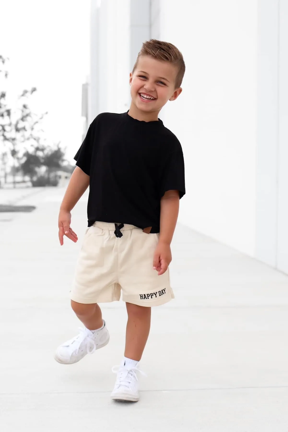Oversized Bamboo Tee - Black,Kids