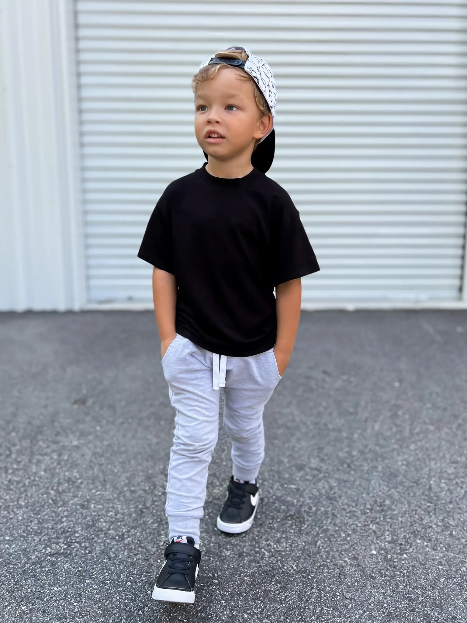 Oversized Bamboo Tee - Black,Kids