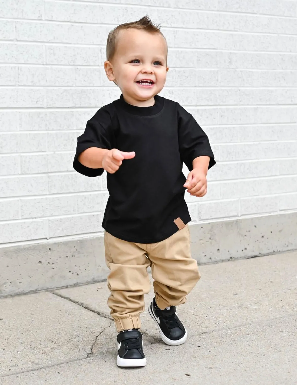 Oversized Bamboo Tee - Black,Kids