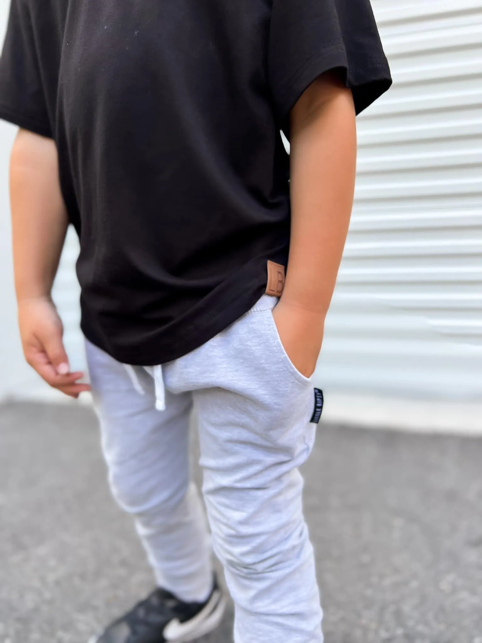 Oversized Bamboo Tee - Black,Kids