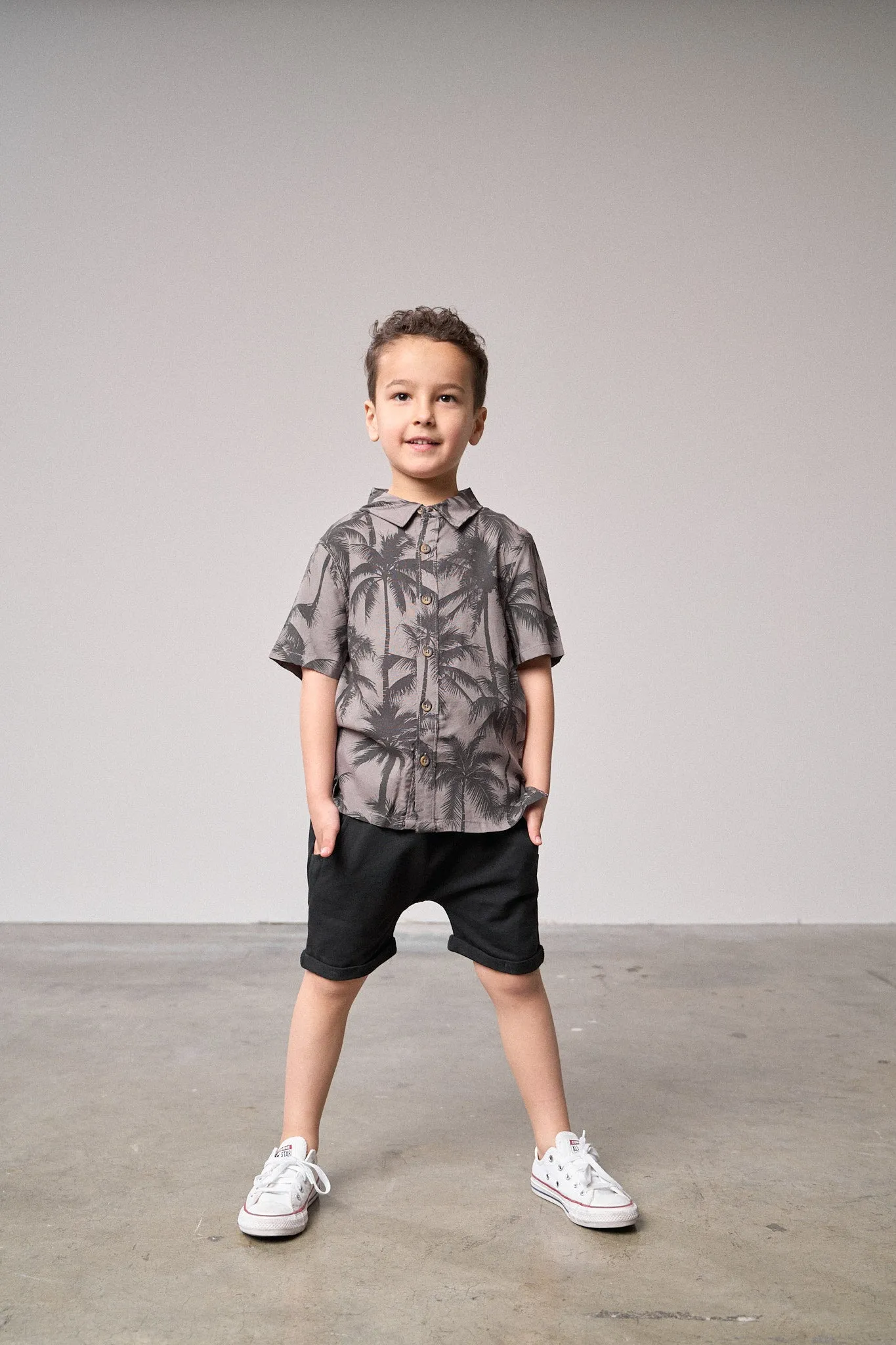 Palm Print Button Up,Kids