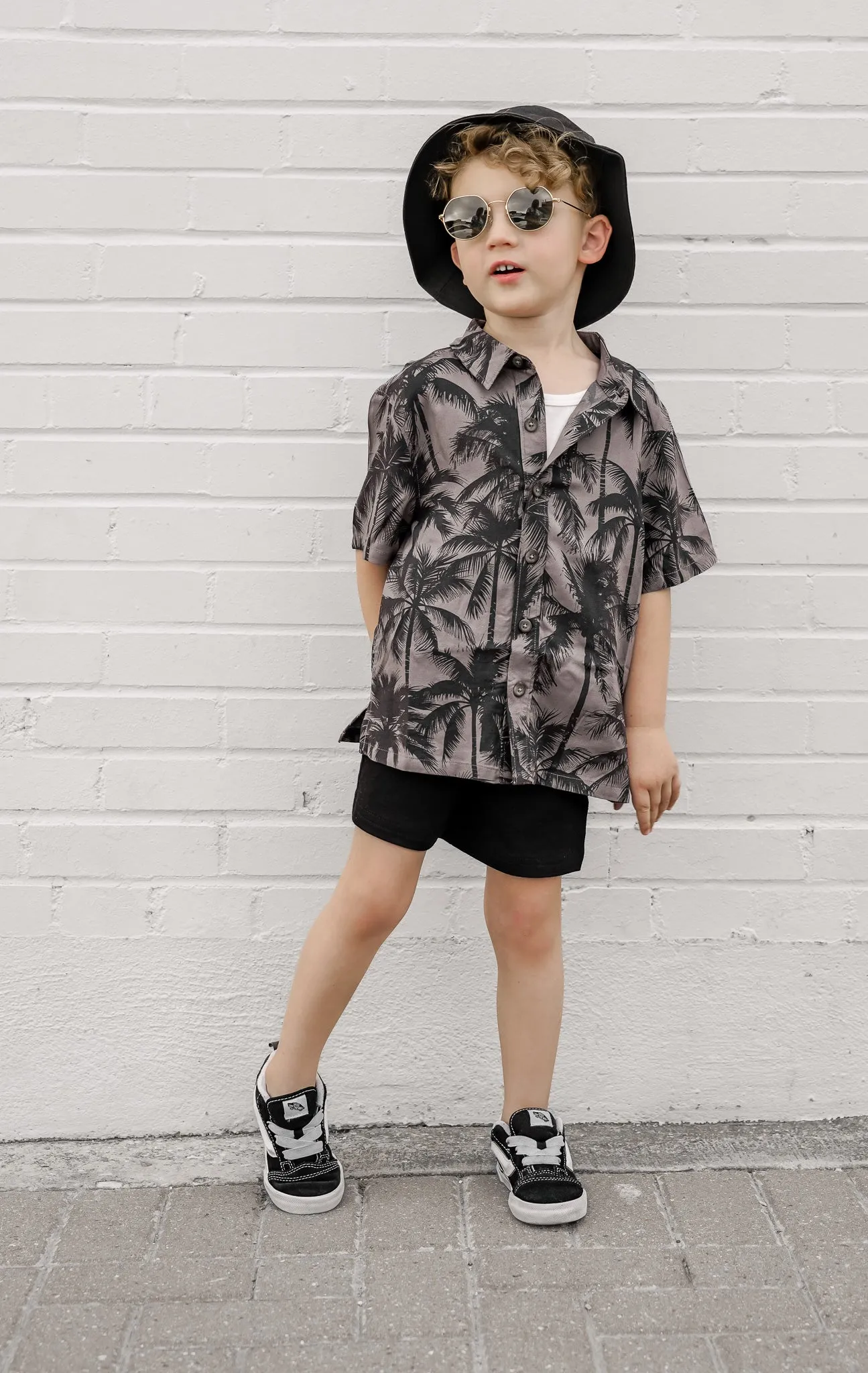 Palm Print Button Up,Kids