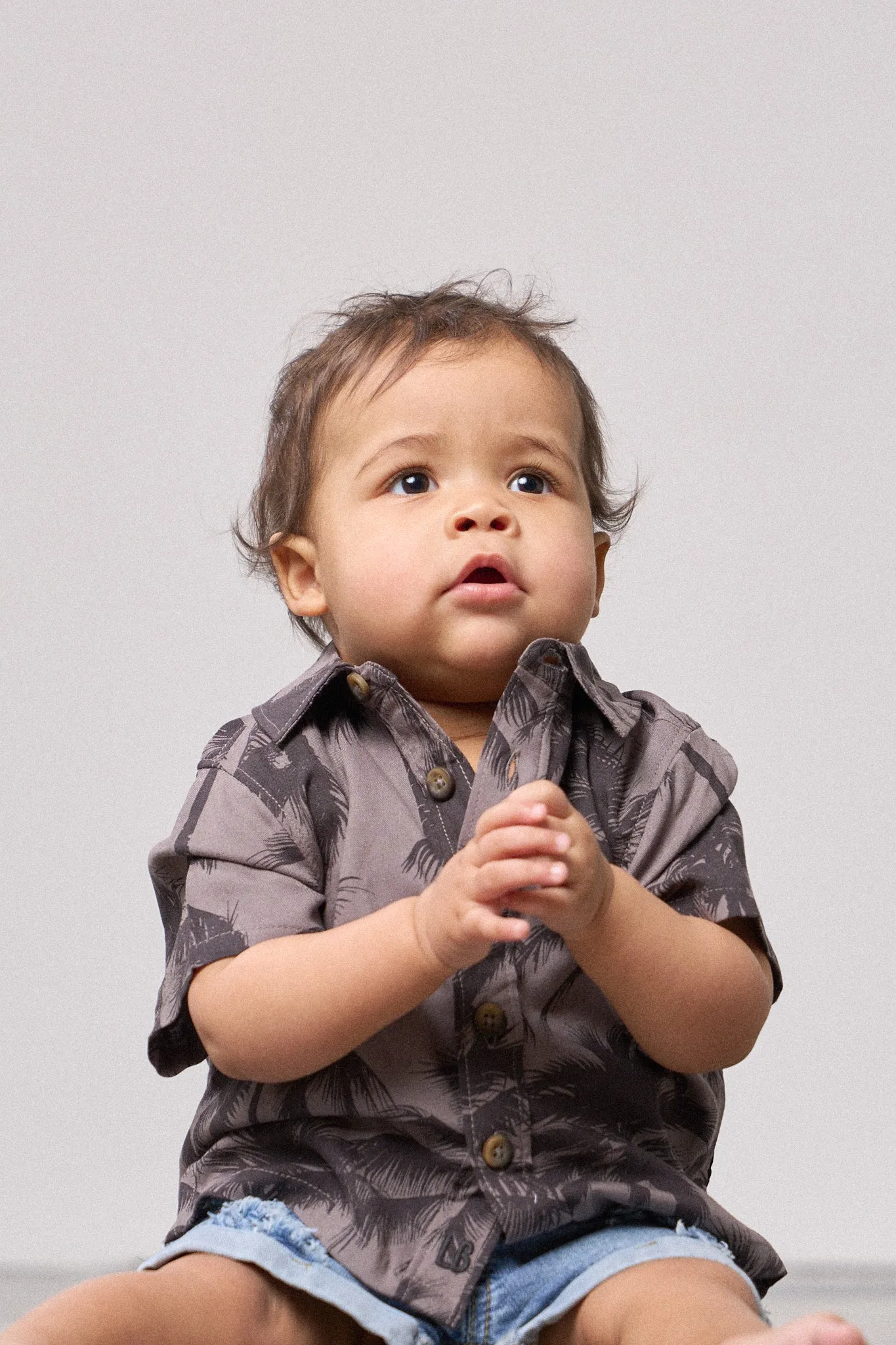 Palm Print Button Up,Kids