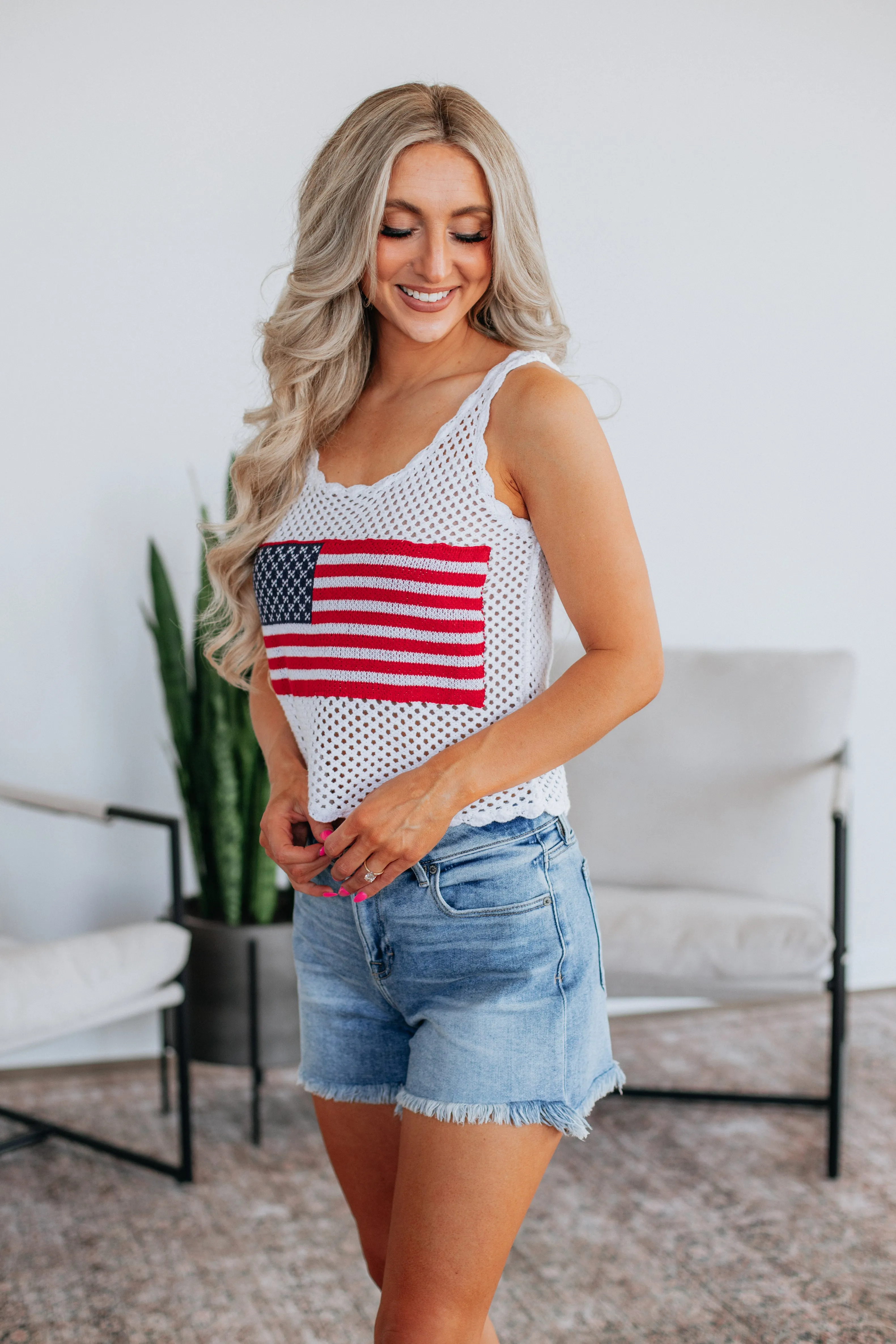 Patriotic Babe Tank - Ivory,Women Tank
