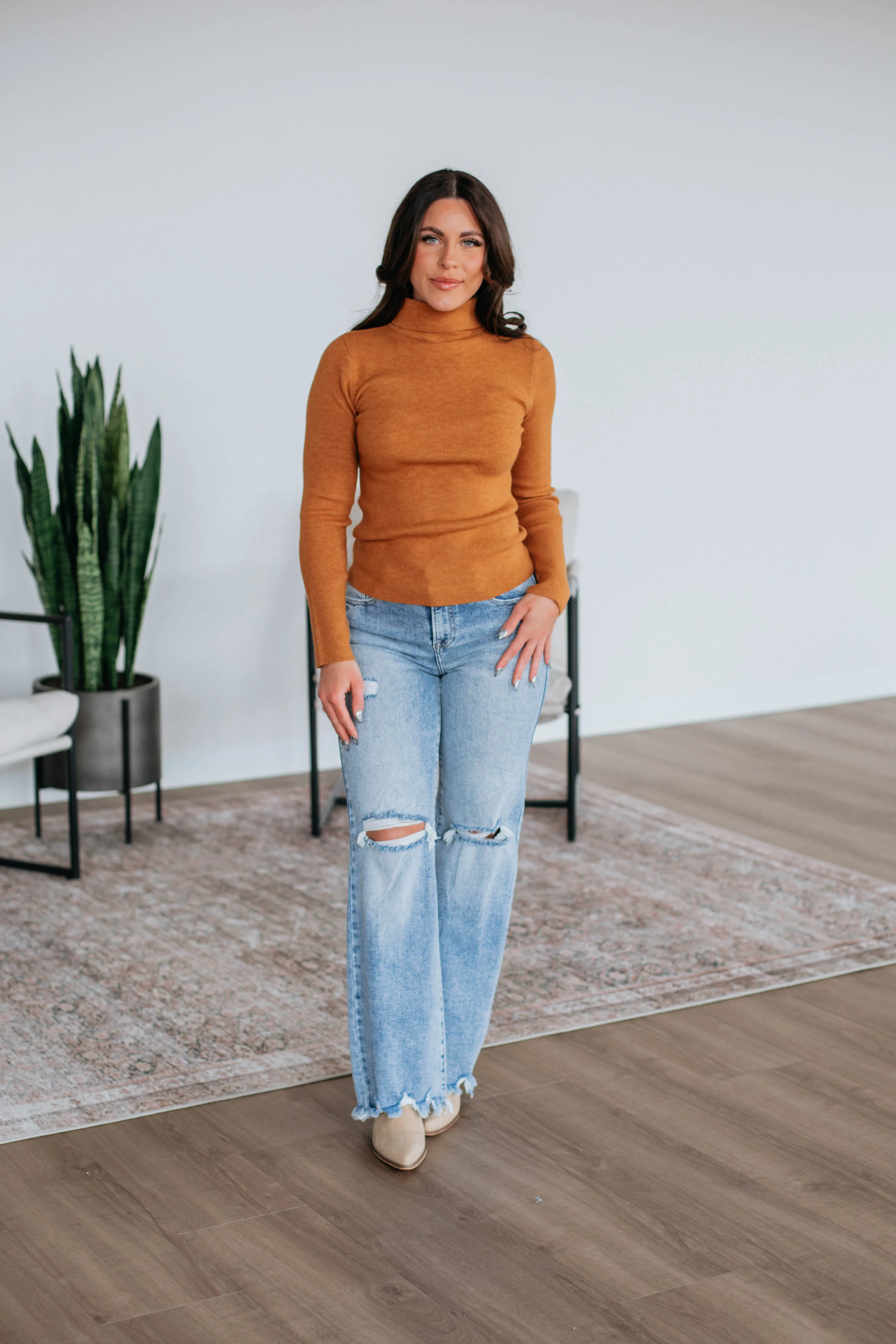 Paxton Turtle Neck Sweater - Camel,Women Sweater