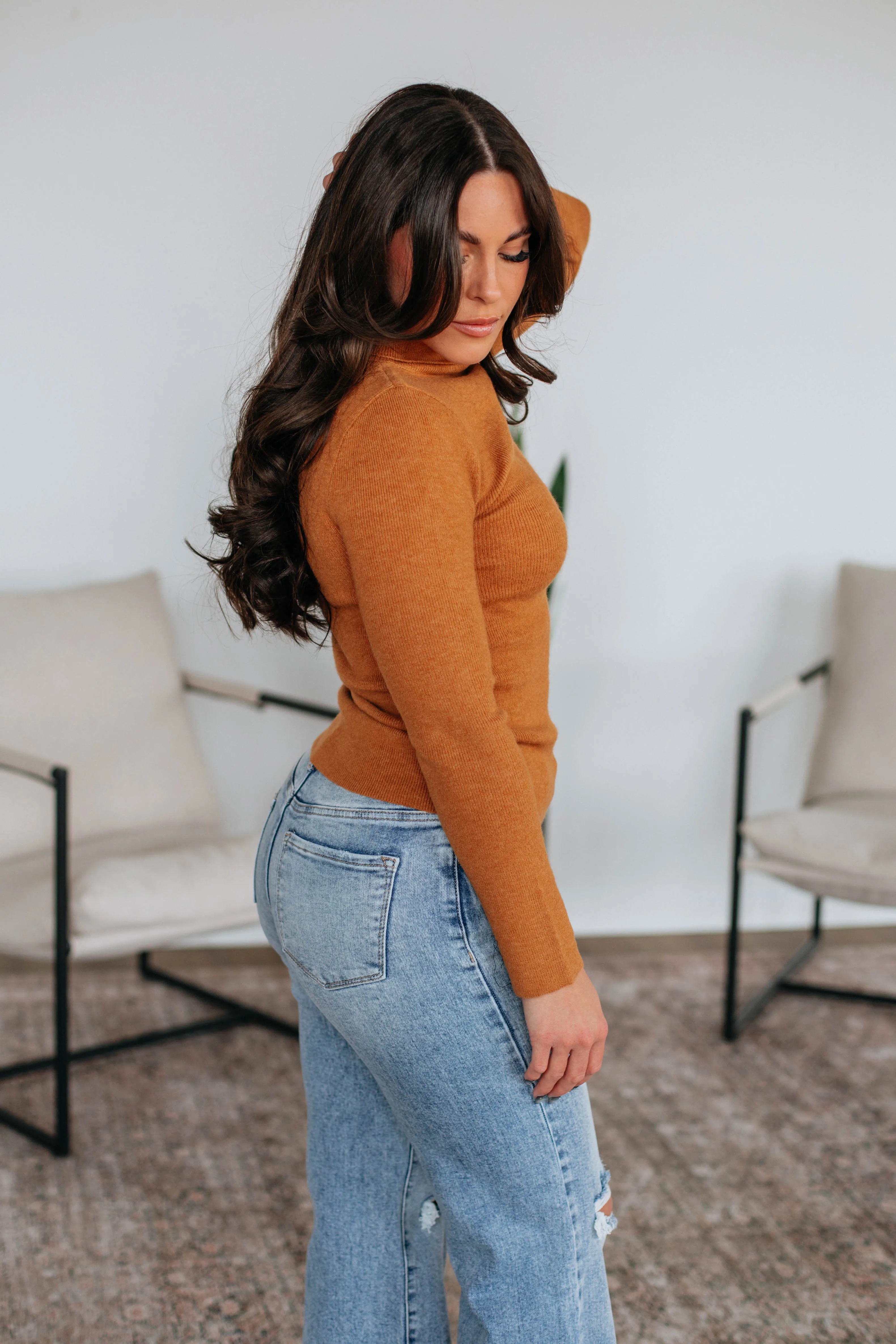 Paxton Turtle Neck Sweater - Camel,Women Sweater