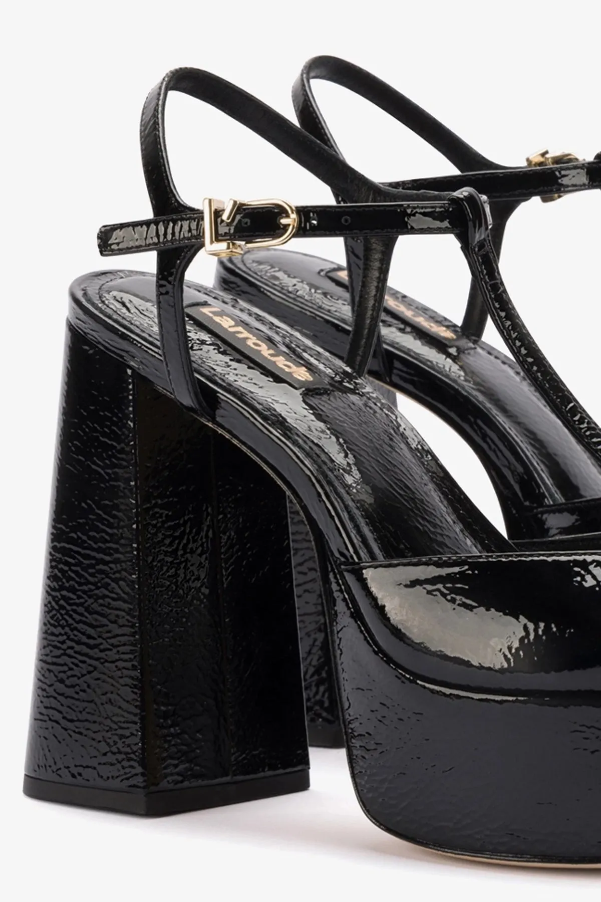 Pixie Pump In Black Cracked Patent Leather,Women Heel