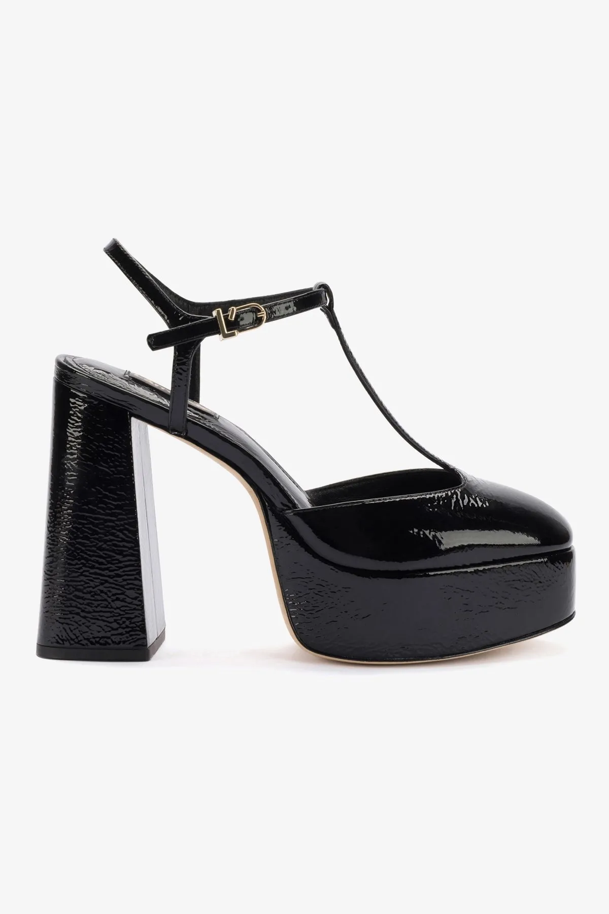 Pixie Pump In Black Cracked Patent Leather,Women Heel