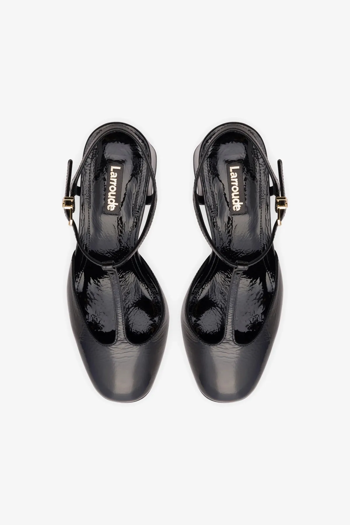 Pixie Pump In Black Cracked Patent Leather,Women Heel