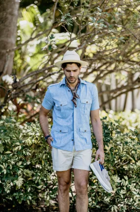Positano S/S Work Shirt in Aqua Blue,Men