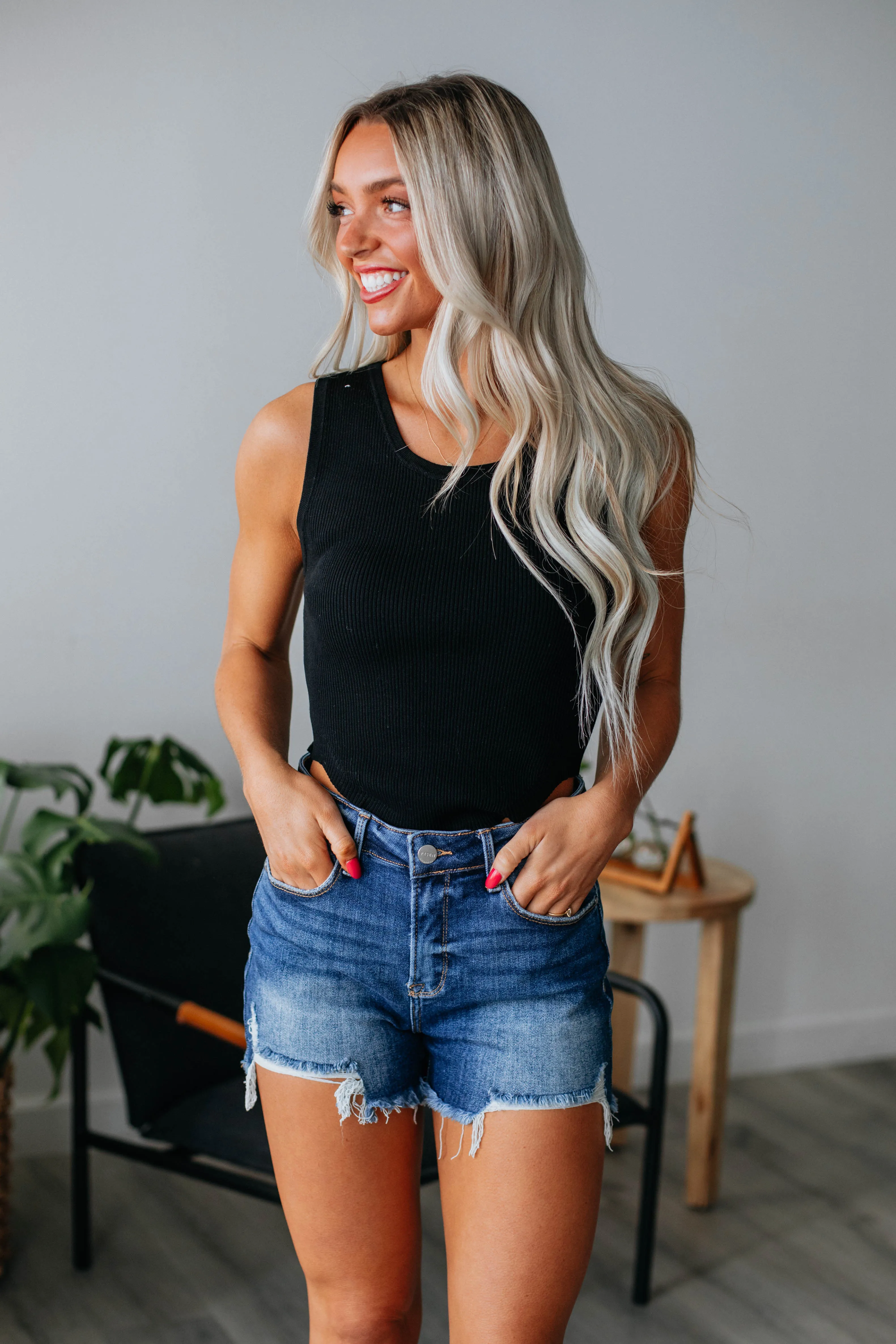 Quinlan Ribbed Tank - Black,Women Tank