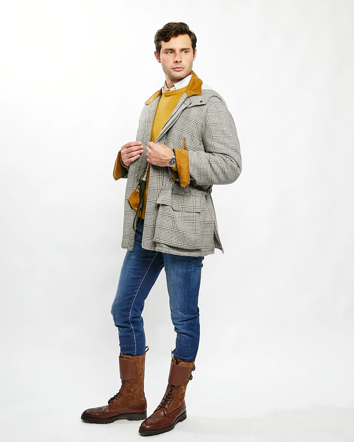 Ralph Coat Grey/Tan Houndstooth,Men