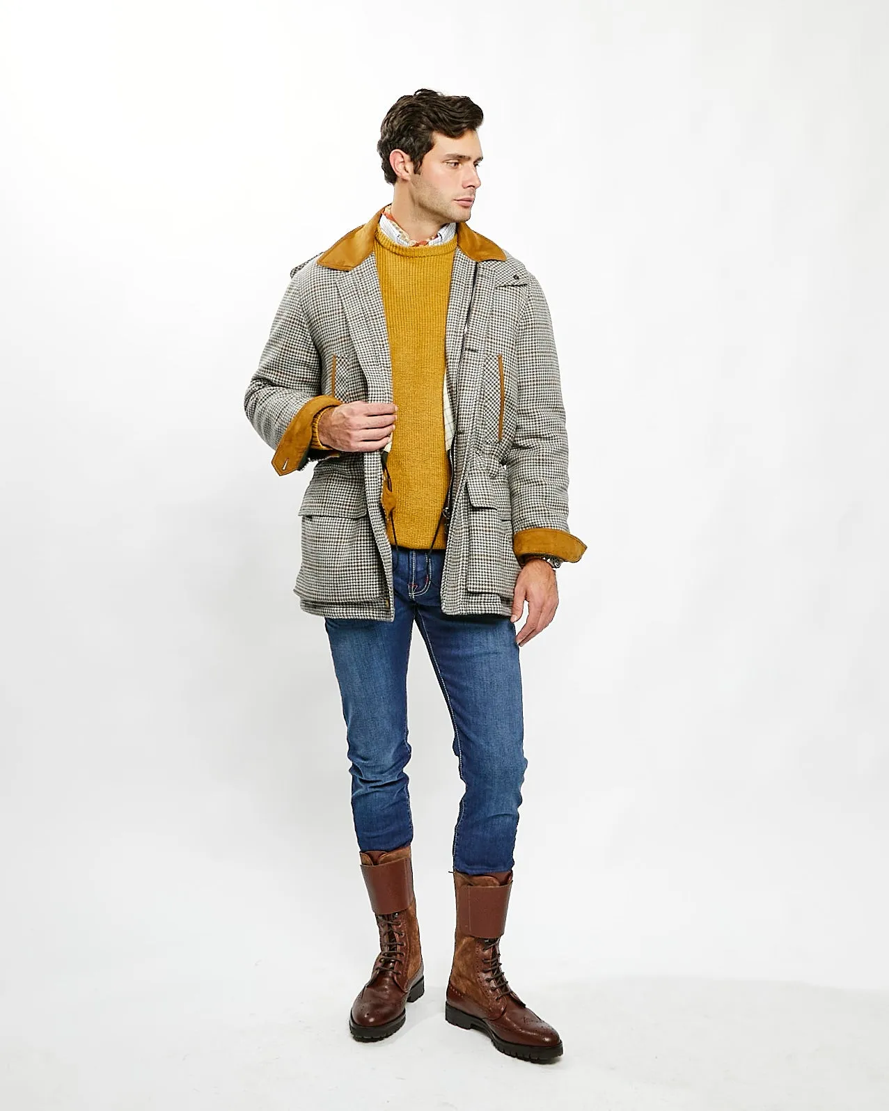 Ralph Coat Grey/Tan Houndstooth,Men