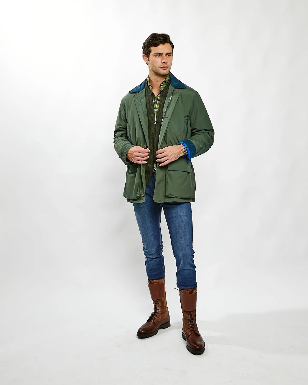 Ralph Coat in Green Nylon Performance,Men