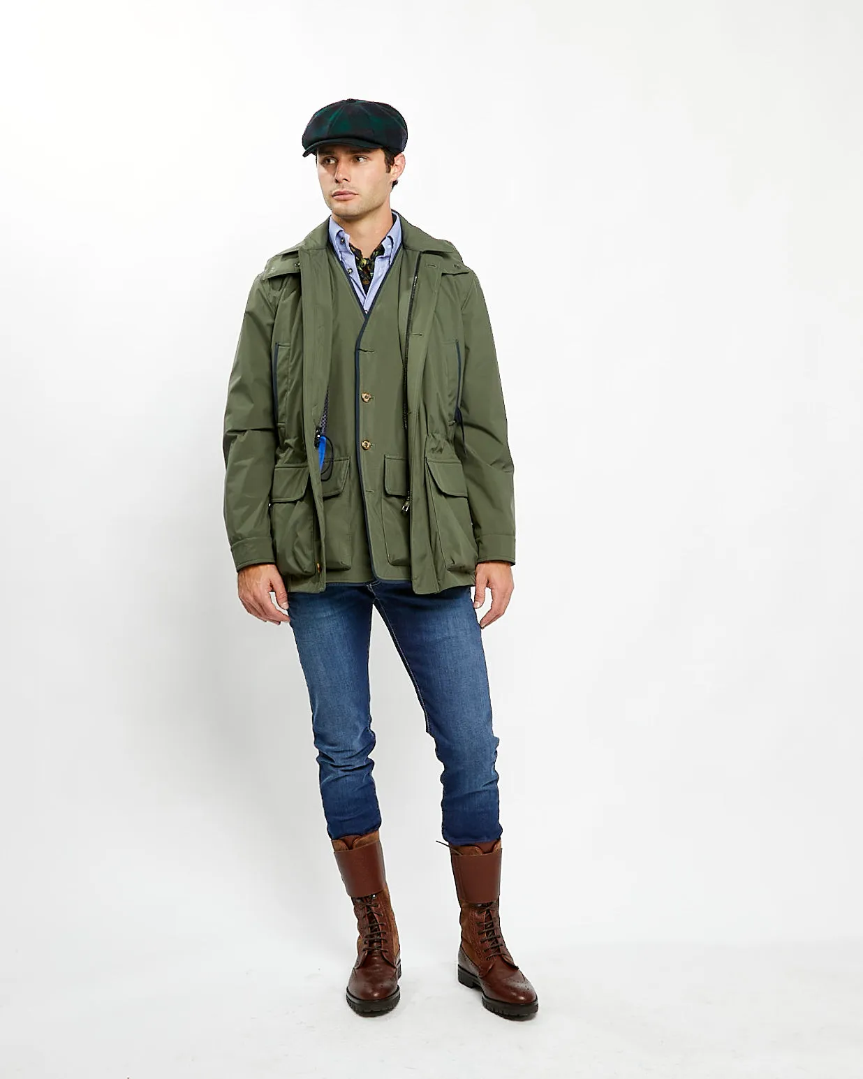 Ralph Coat in Green Nylon Performance,Men
