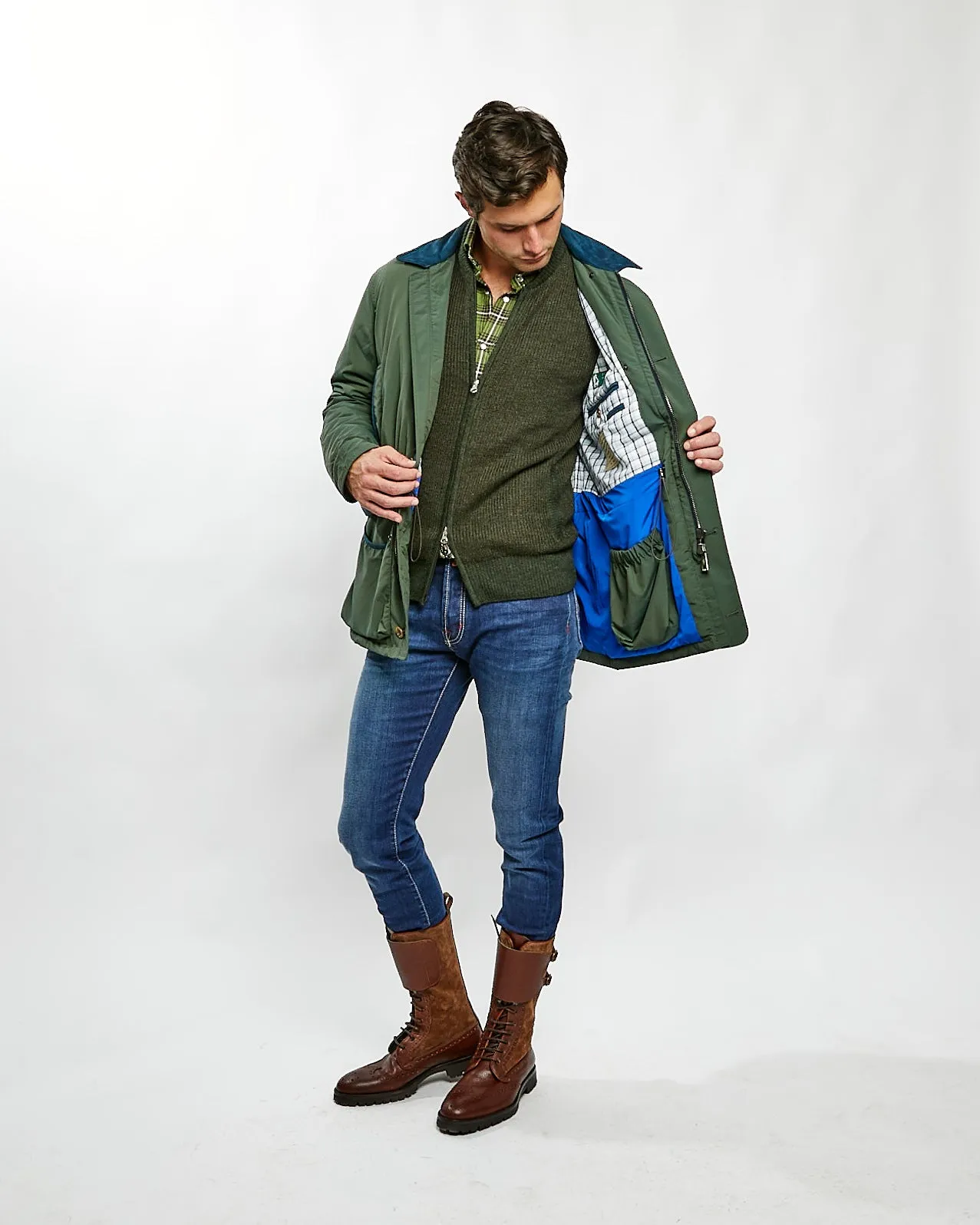 Ralph Coat in Green Nylon Performance,Men