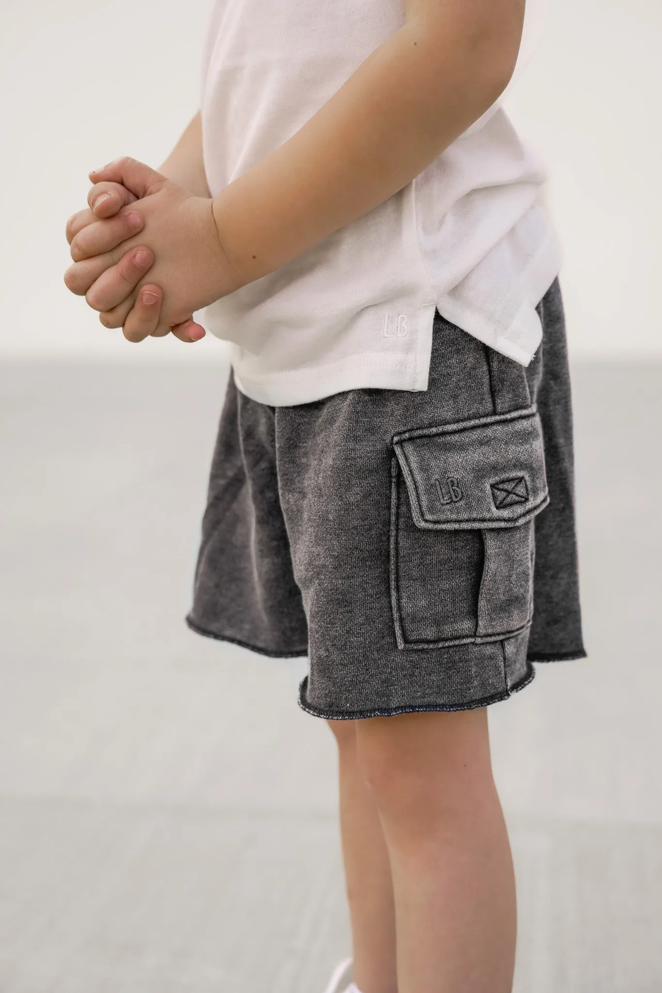 Raw Edge Cargo Short - Charcoal Wash,Kids