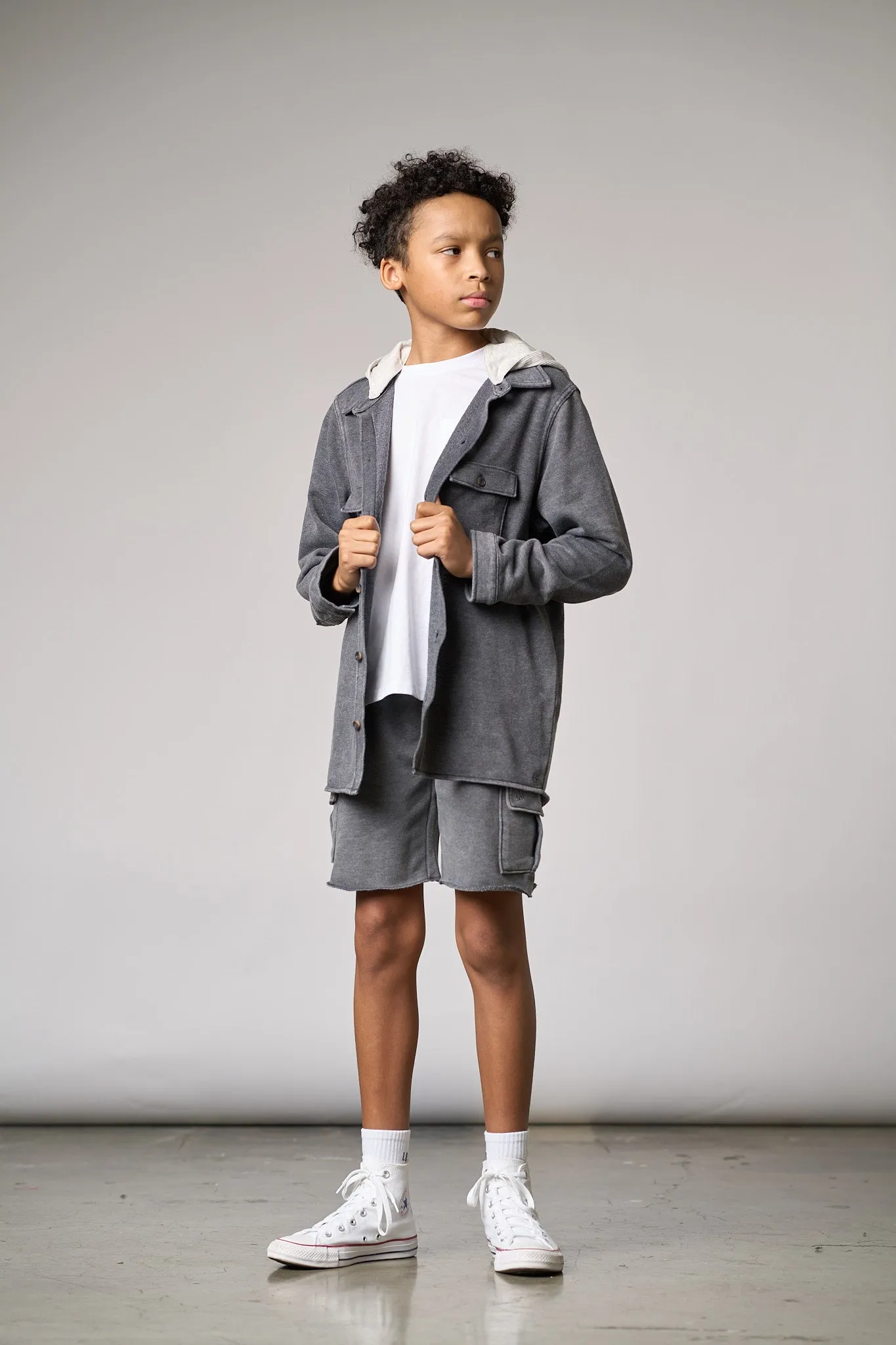 Raw Edge Cargo Short - Charcoal Wash,Kids