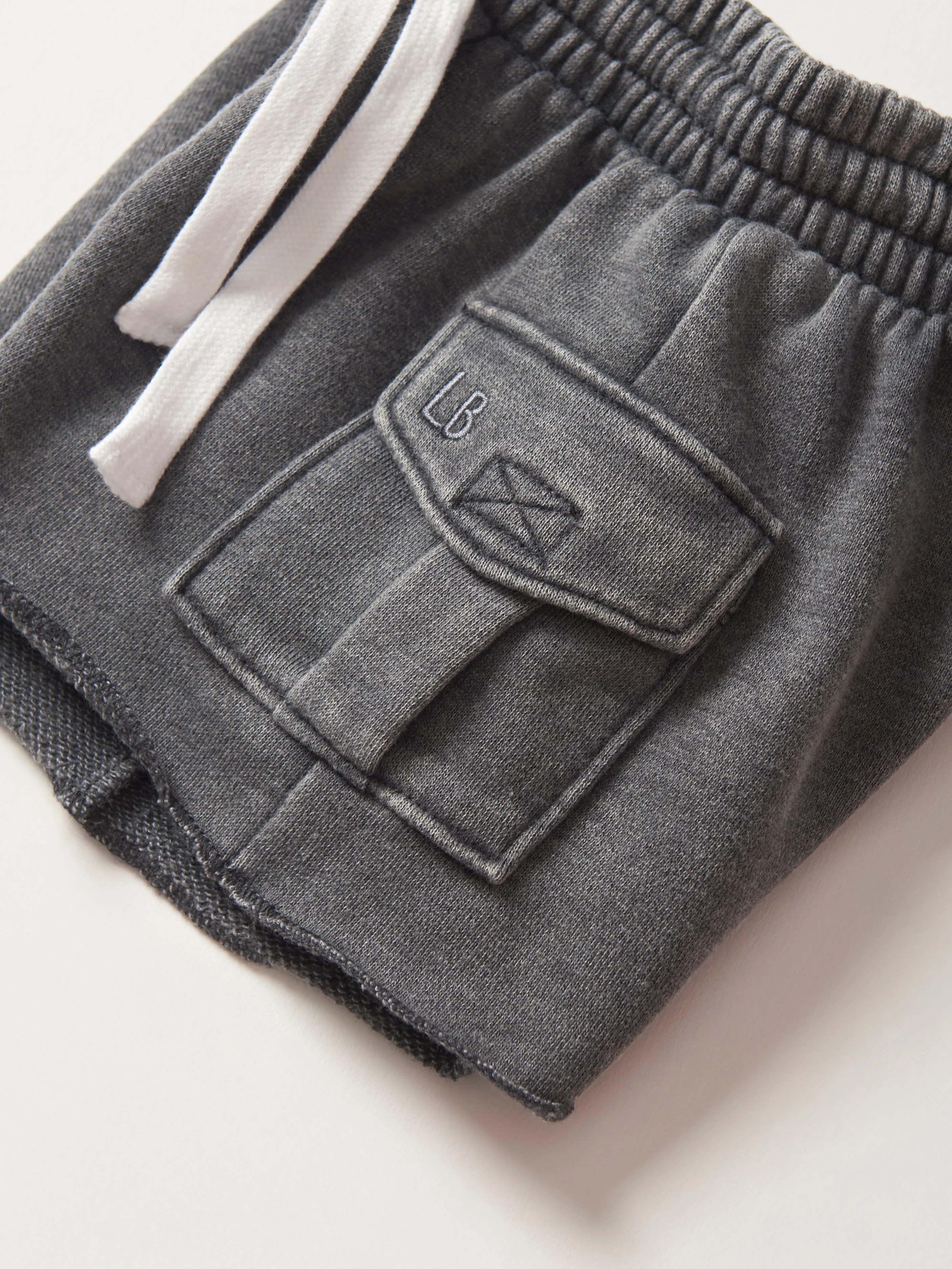 Raw Edge Cargo Short - Charcoal Wash,Kids