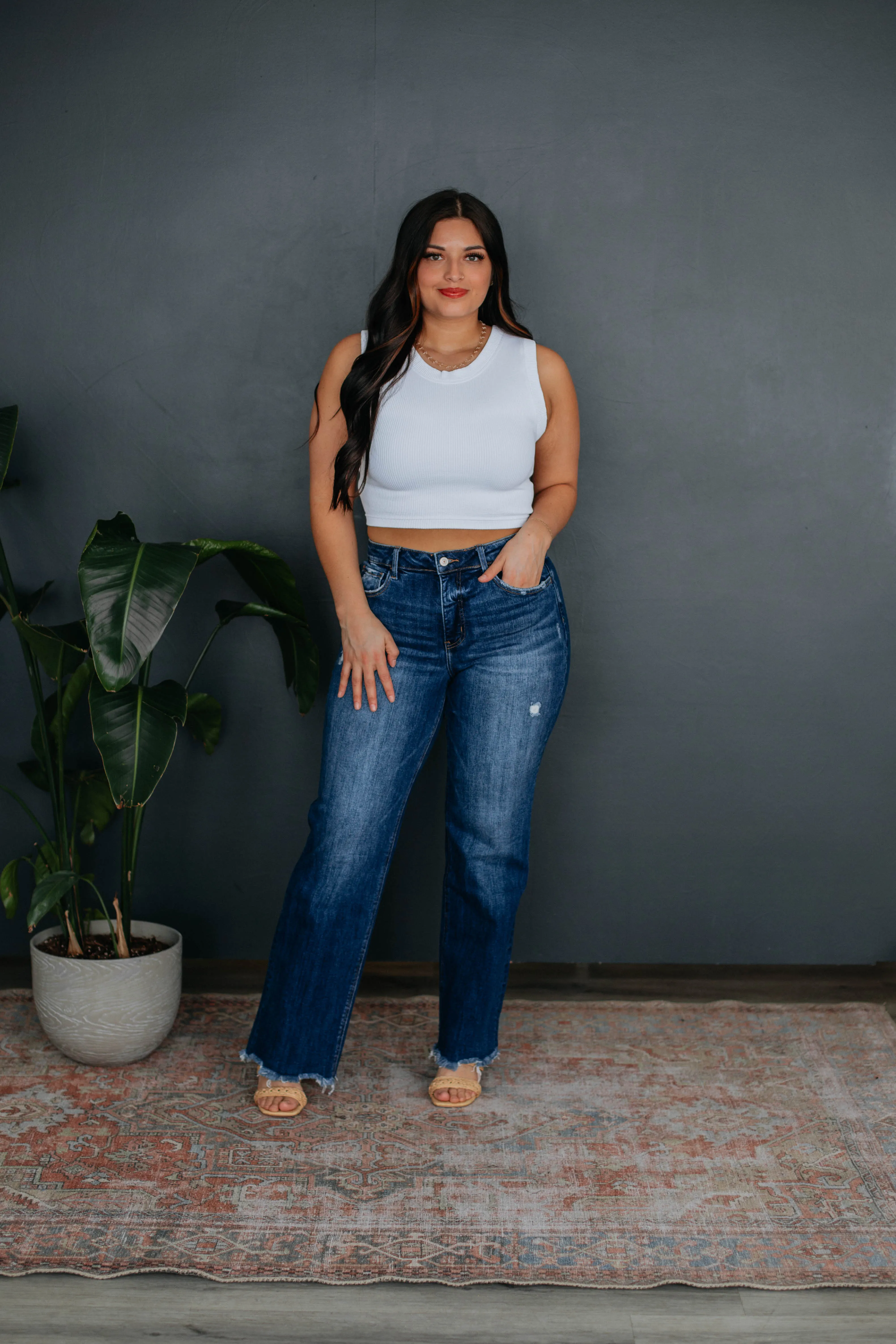 Razlyn Ribbed Tank - Ivory,Women Tank