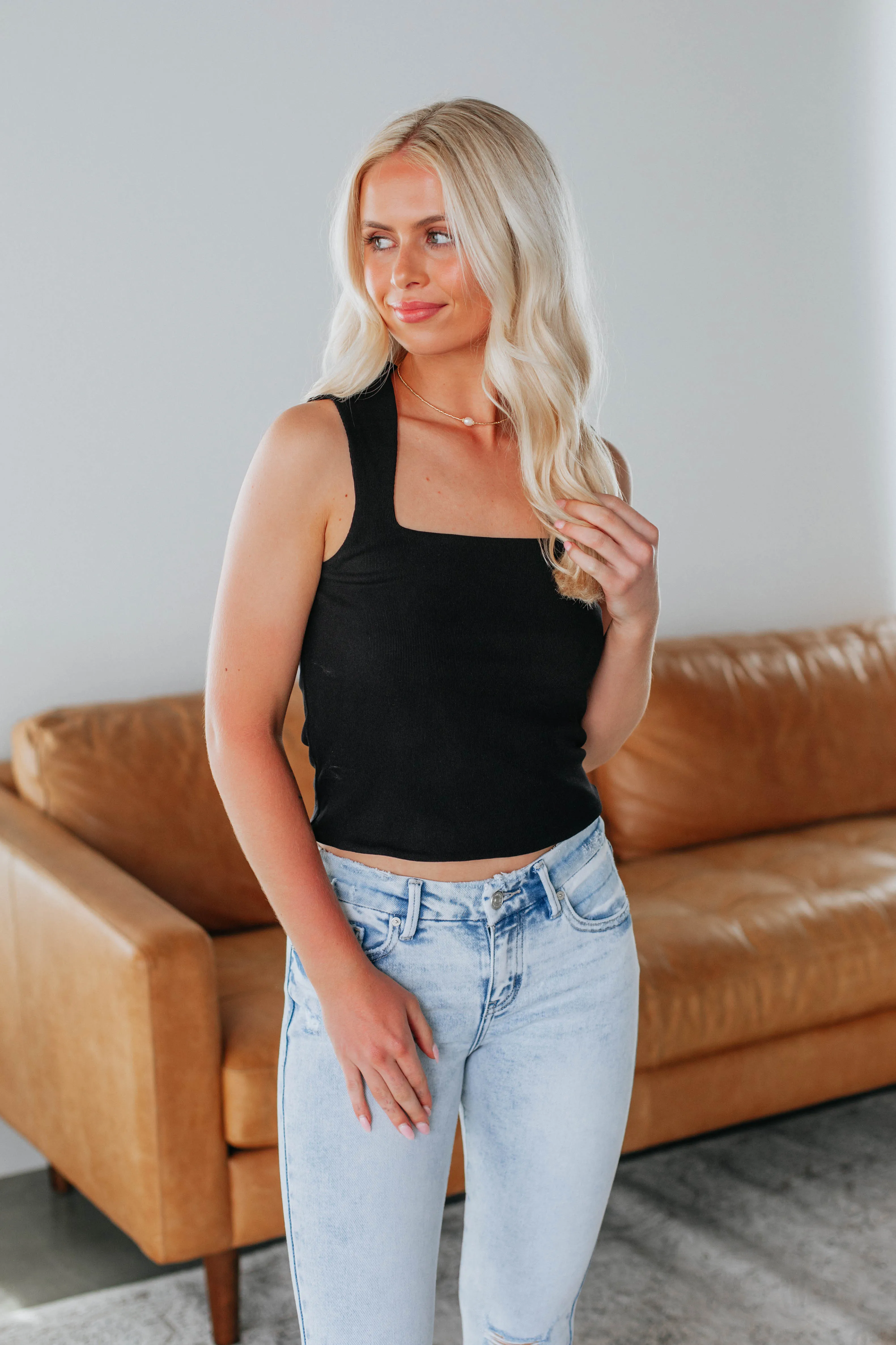 Riva Ribbed Tank - Black,Women Tank