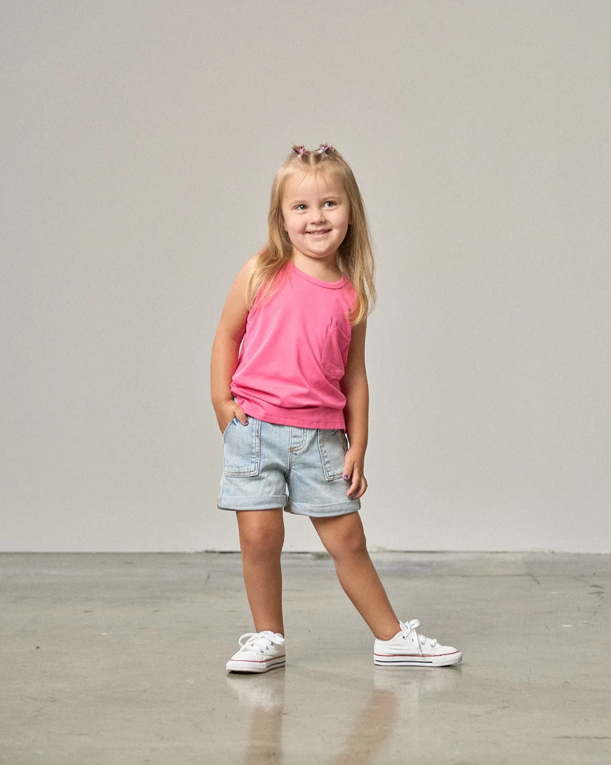 Rolled Denim Short - Light Wash,Kids