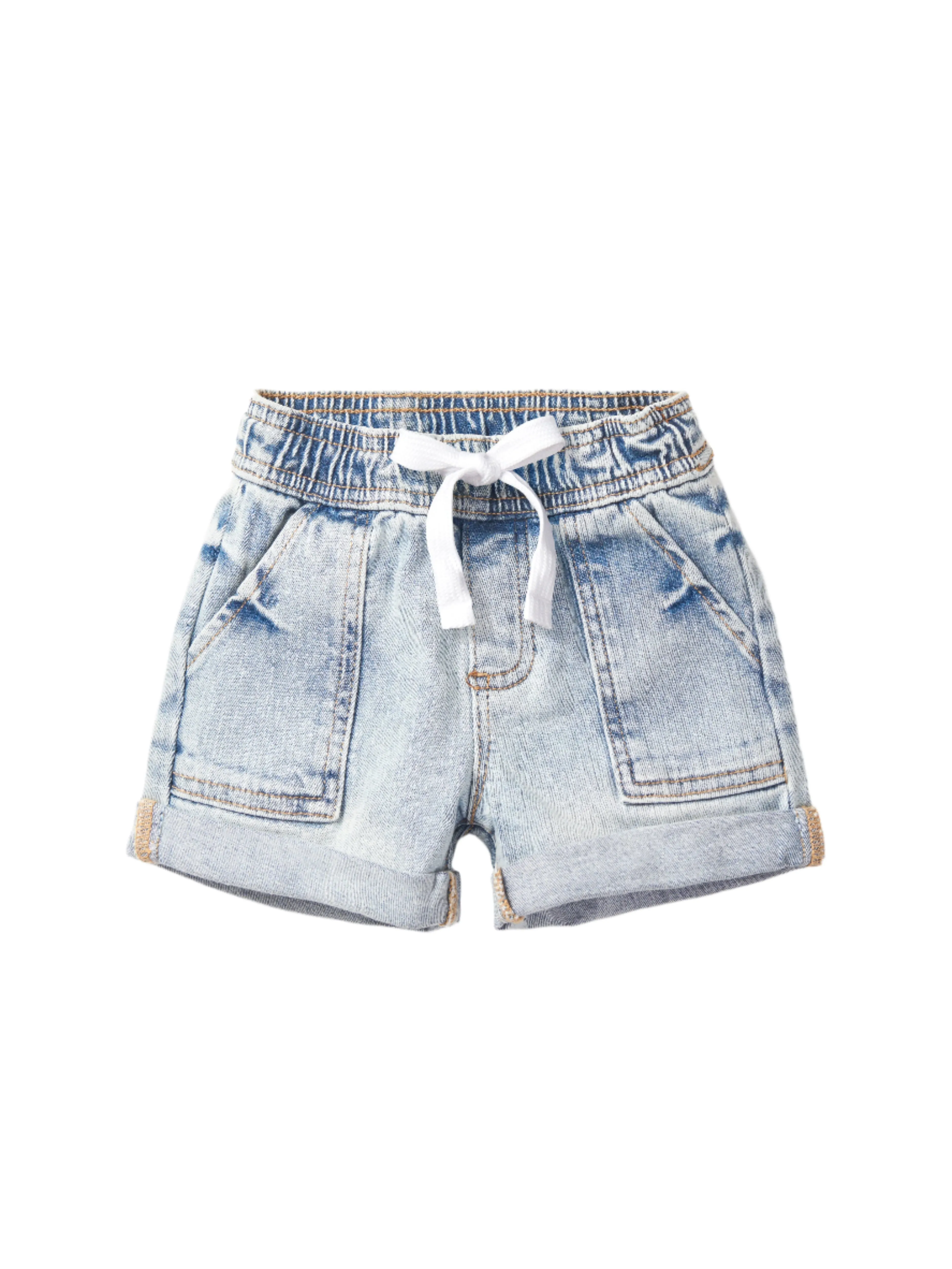 Rolled Denim Short - Light Wash,Kids