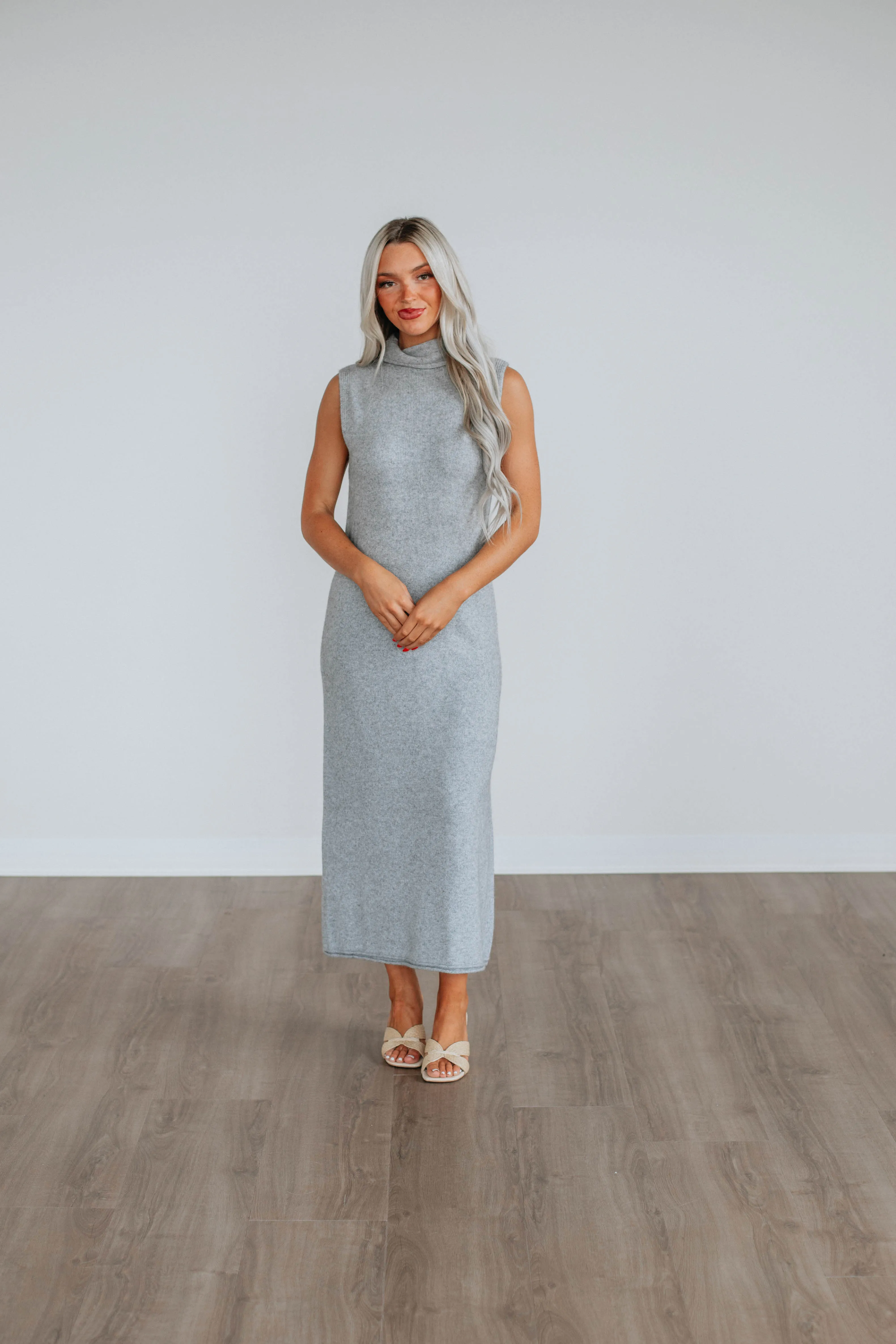 Roxanna Sweater Dress - Heather Grey,Women Sweater