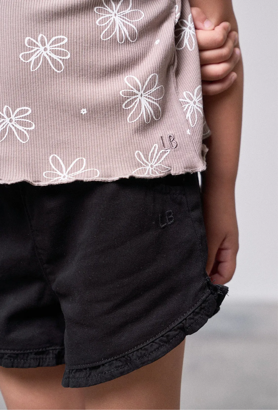 Ruffle Cotton Twill Short - Black,Kids