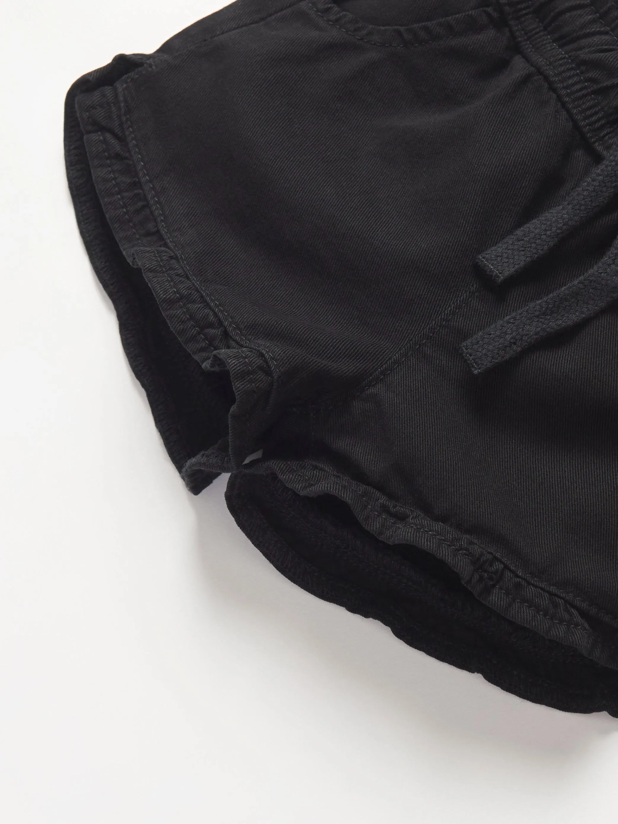 Ruffle Cotton Twill Short - Black,Kids