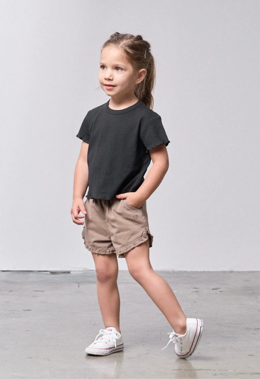 Ruffle Cotton Twill Short - Mushroom,Kids