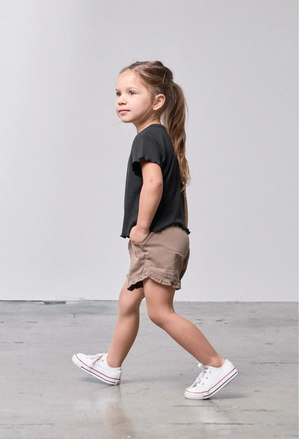 Ruffle Cotton Twill Short - Mushroom,Kids