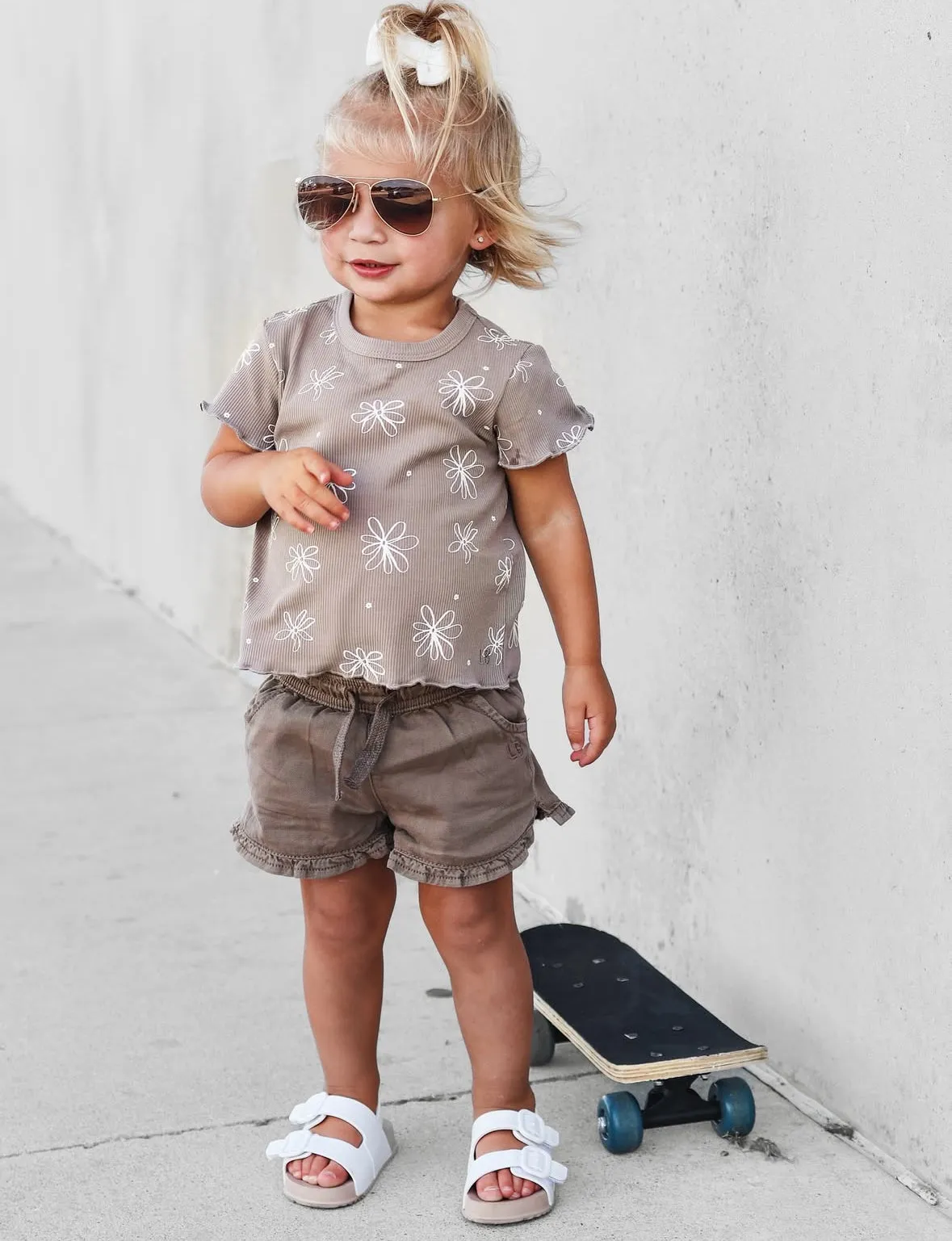 Ruffle Cotton Twill Short - Mushroom,Kids