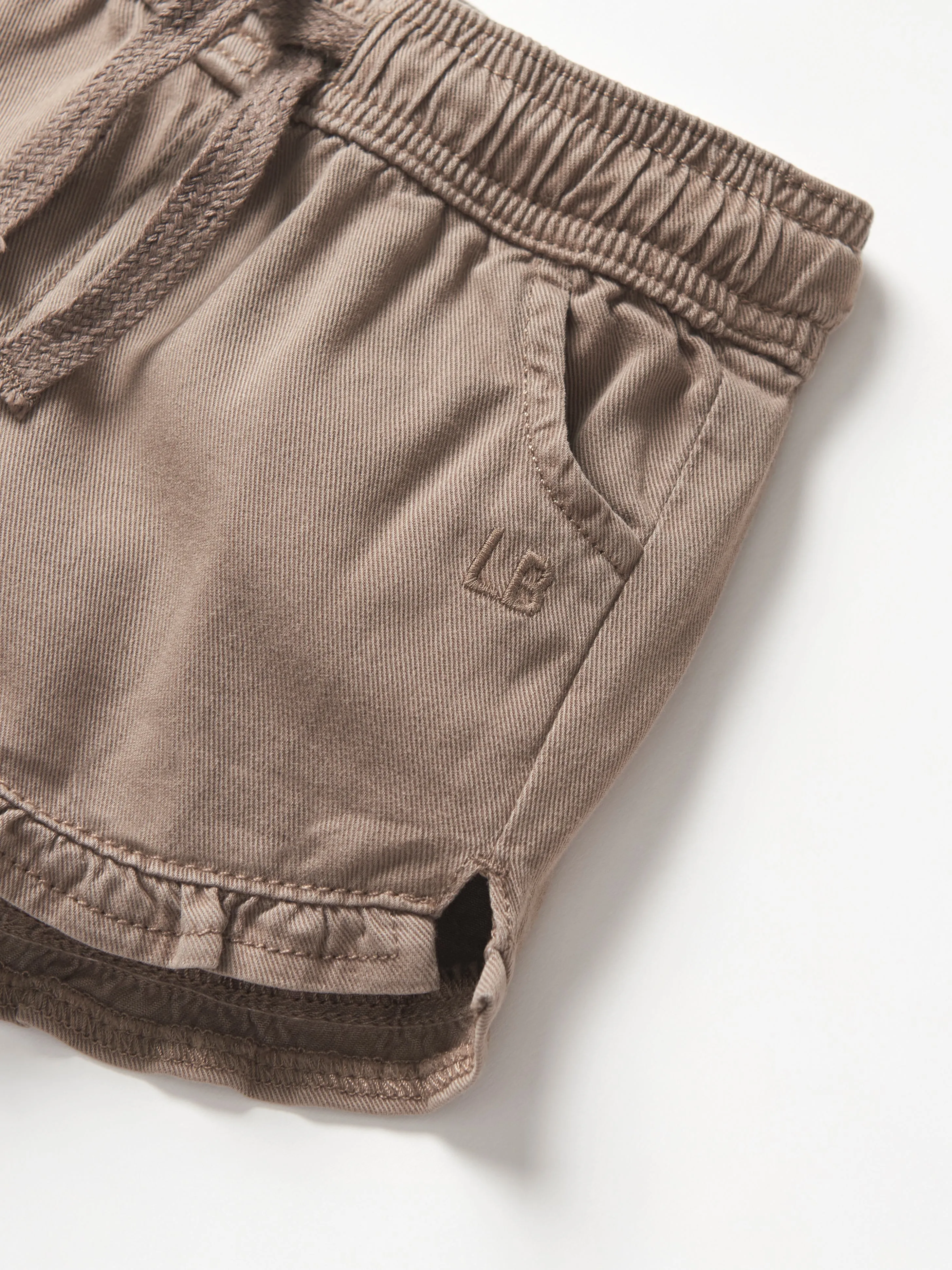 Ruffle Cotton Twill Short - Mushroom,Kids