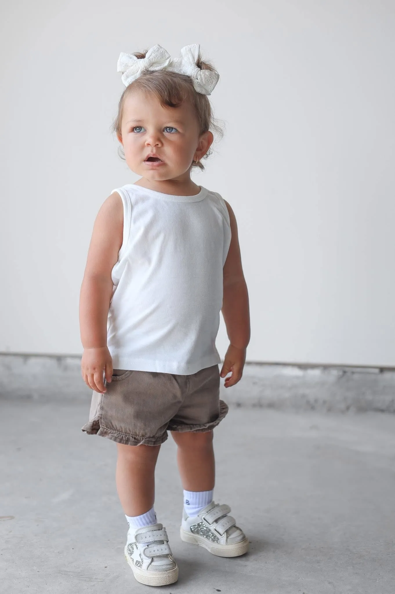 Ruffle Cotton Twill Short - Mushroom,Kids