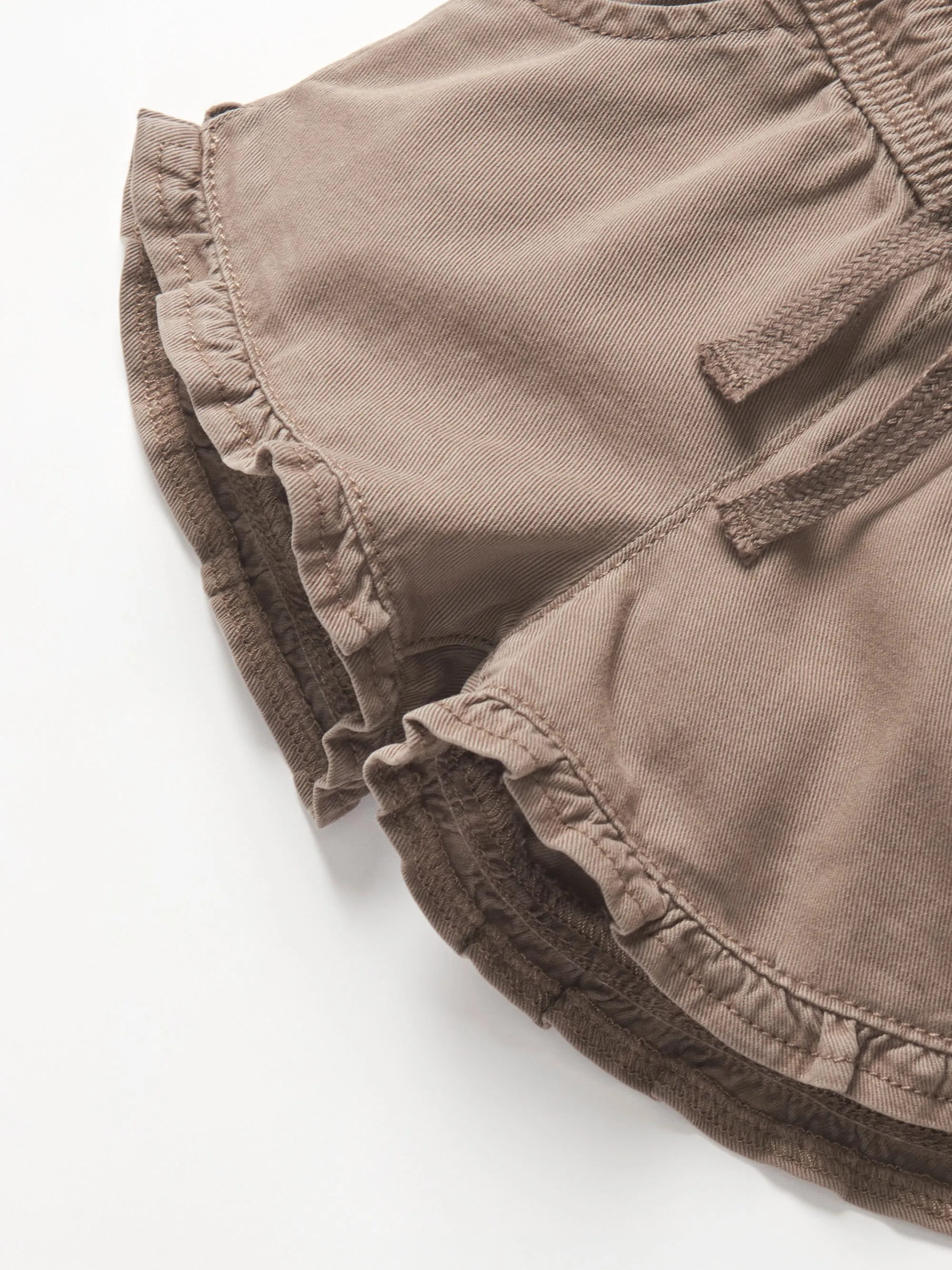 Ruffle Cotton Twill Short - Mushroom,Kids