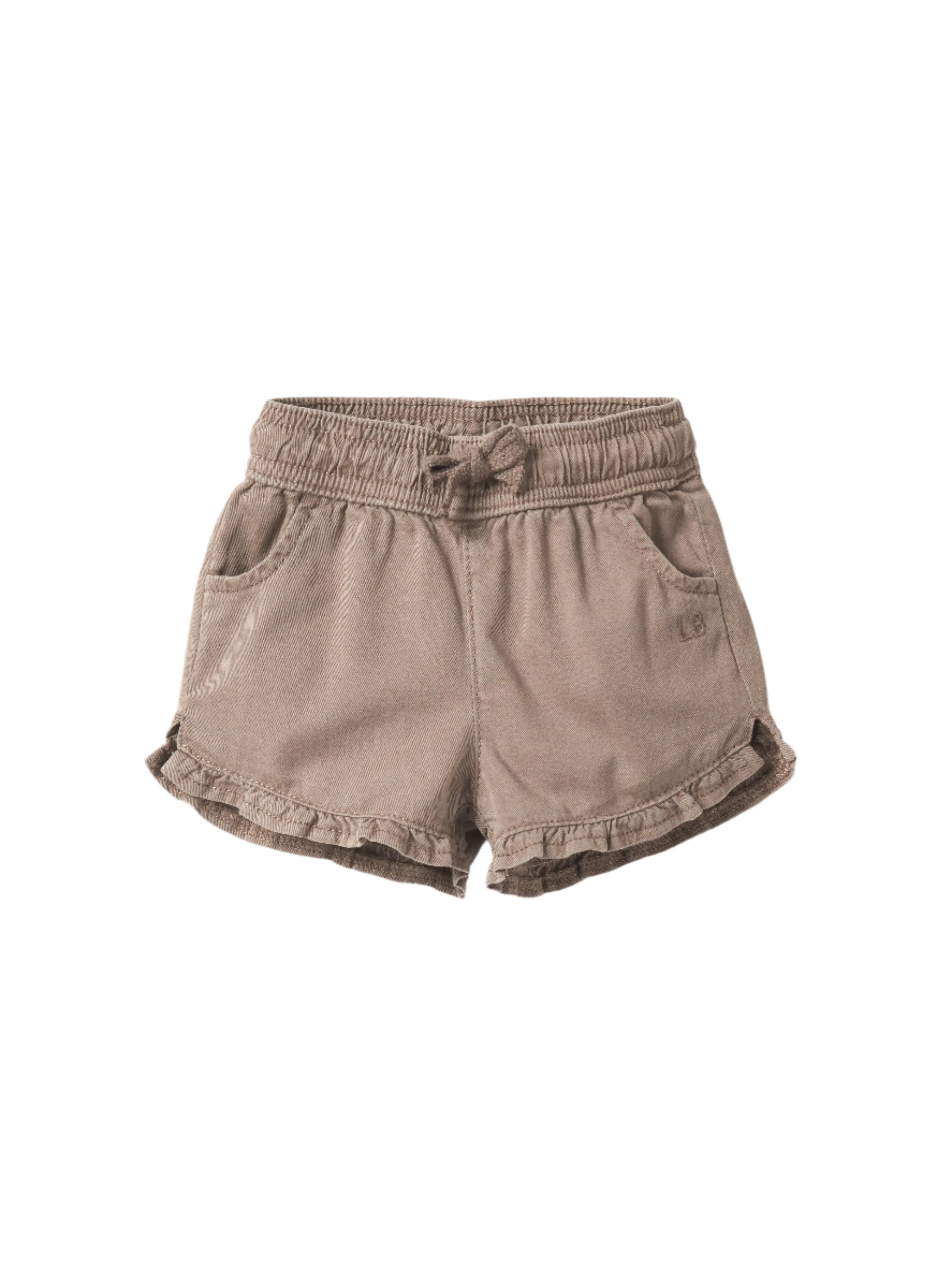 Ruffle Cotton Twill Short - Mushroom,Kids