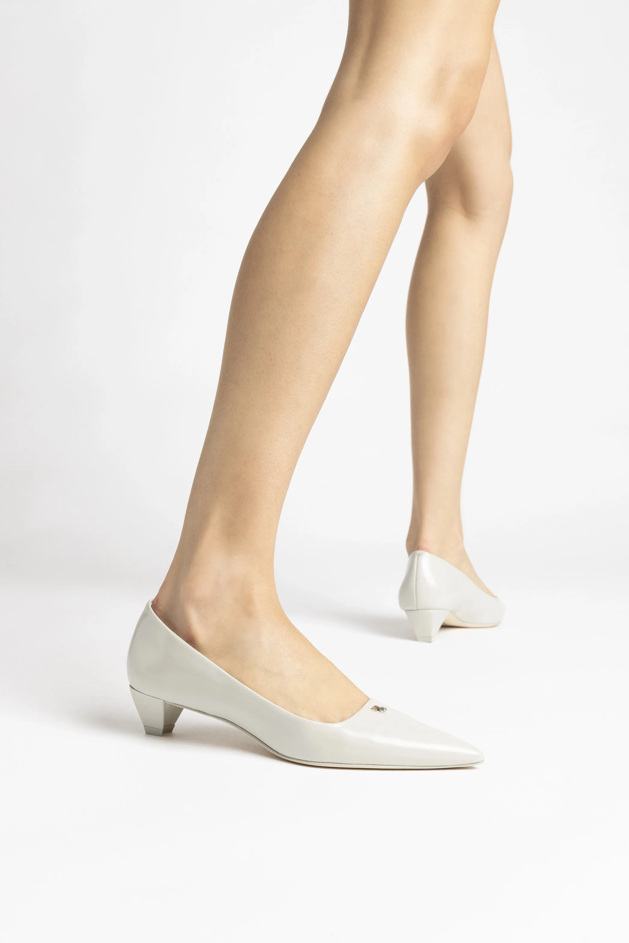 Ruth Pump In Gray Box Leather,Women Heel