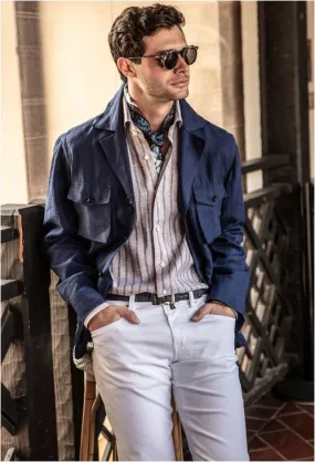 Sahariana Over Shirt in Navy,Men